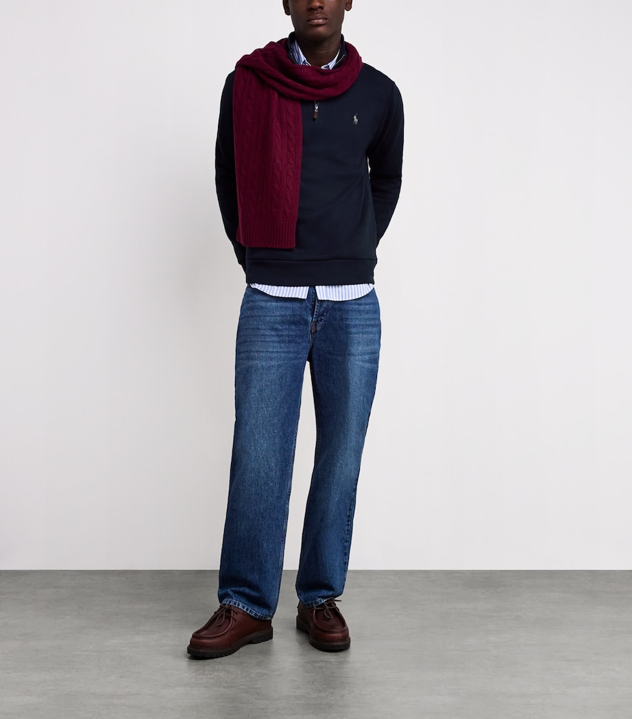 Cotton-Blend Polo Pony Quarter-Zip Sweater NAVY Image 2