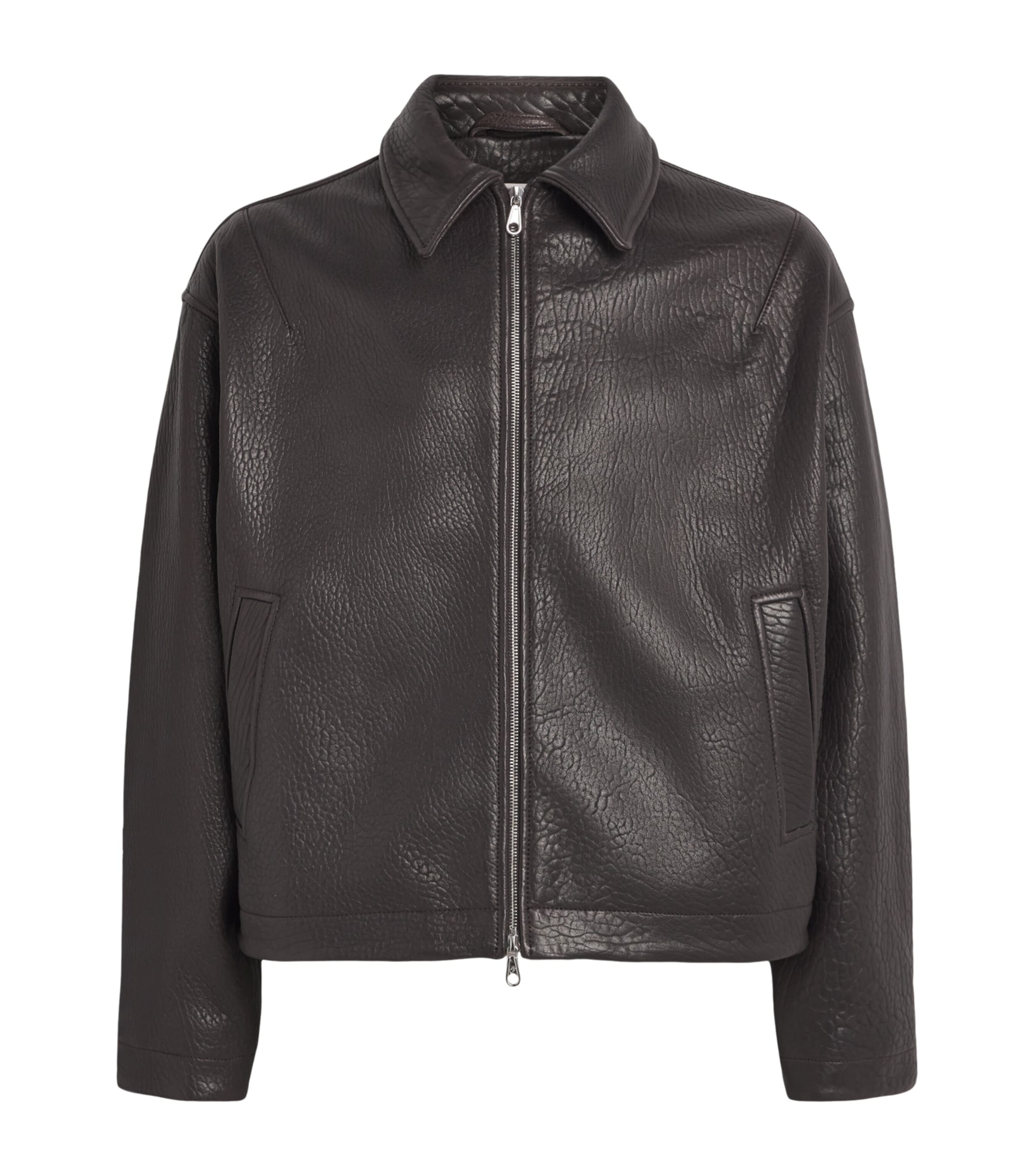 Bomber Shrunken Leather Jacket BROWN 300 Image 1
