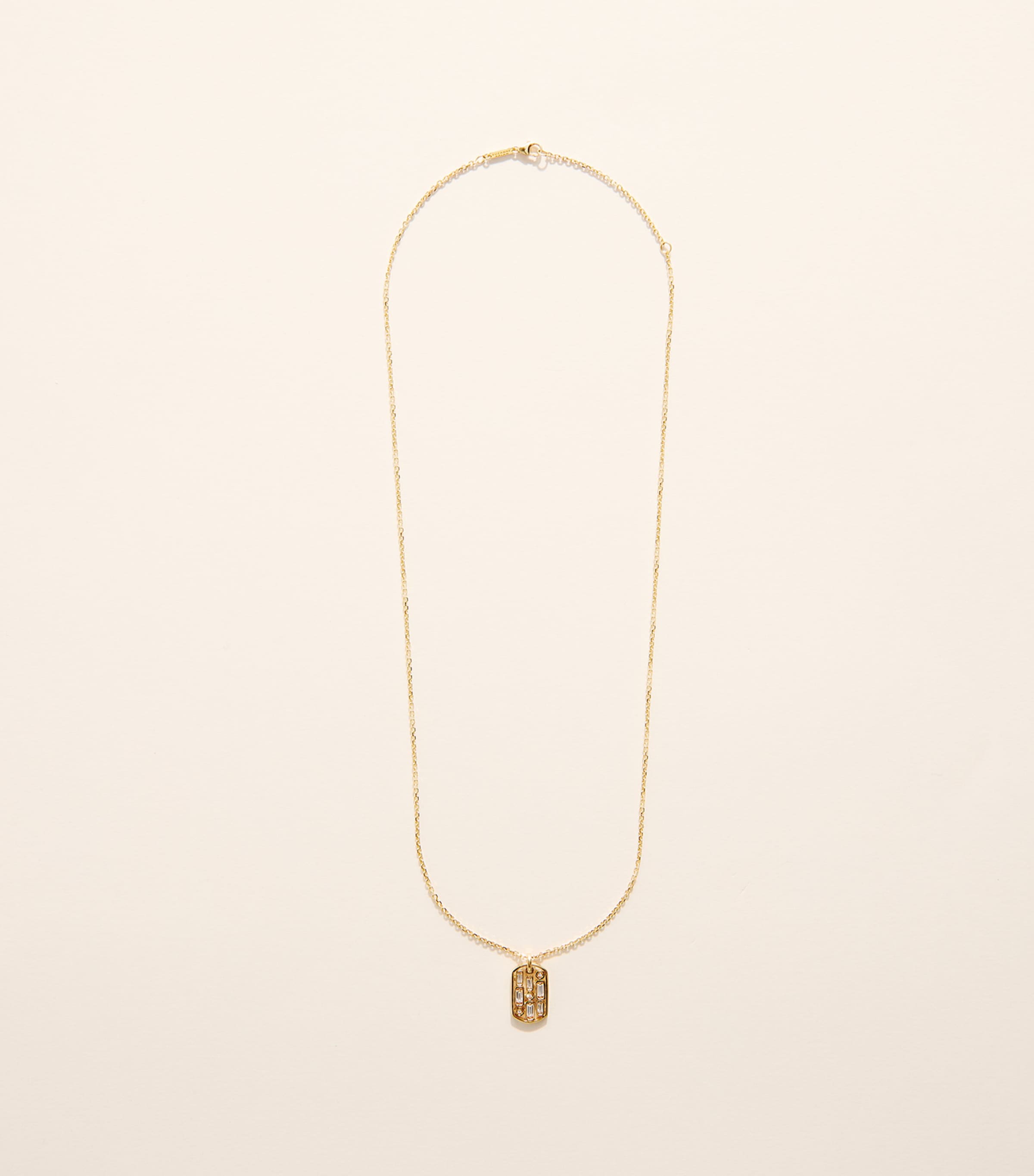Suzanne Kalan Yellow Gold and Diamond Dog Tag Pendant Necklace Yg/wd Image 3