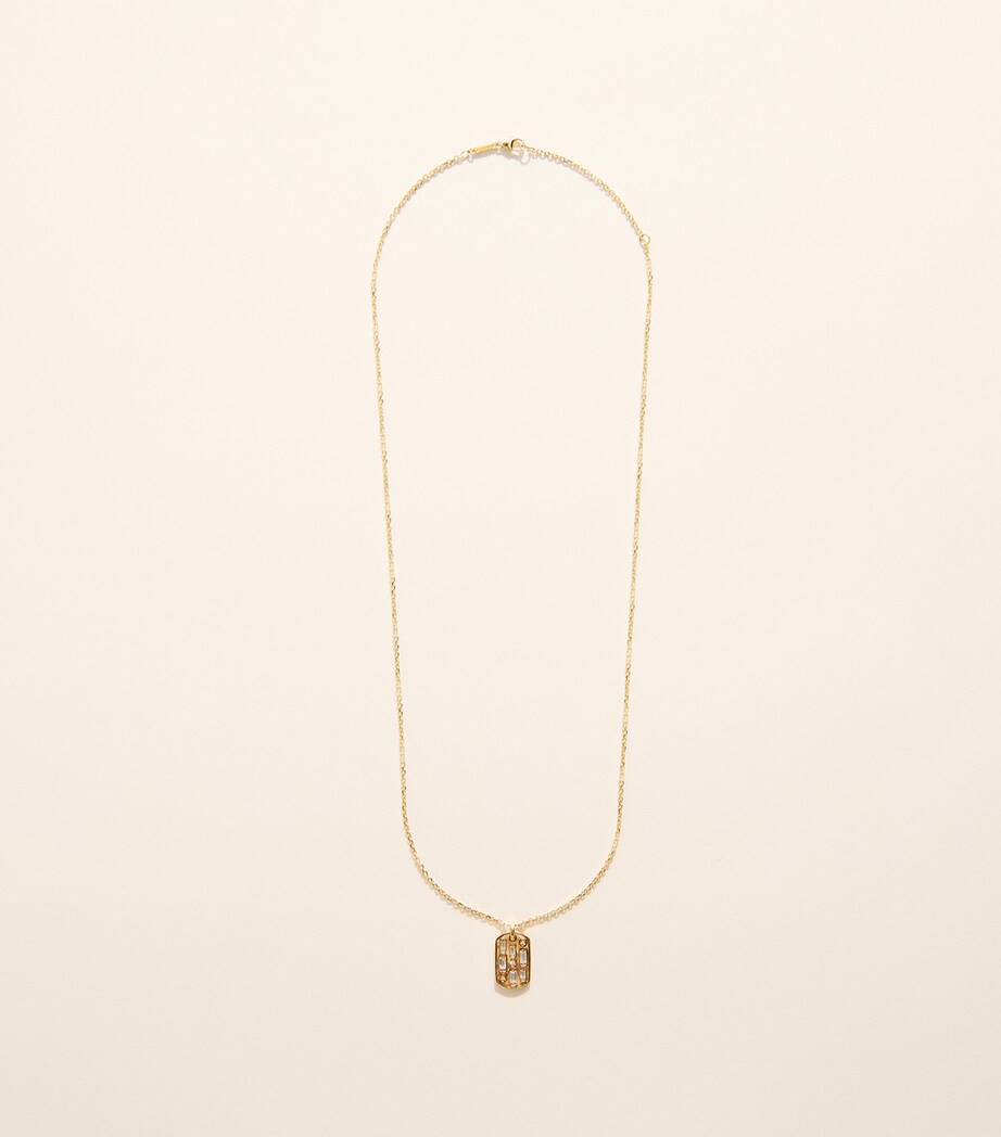 Suzanne Kalan Yellow Gold and Diamond Dog Tag Pendant Necklace Yg/wd Image 3