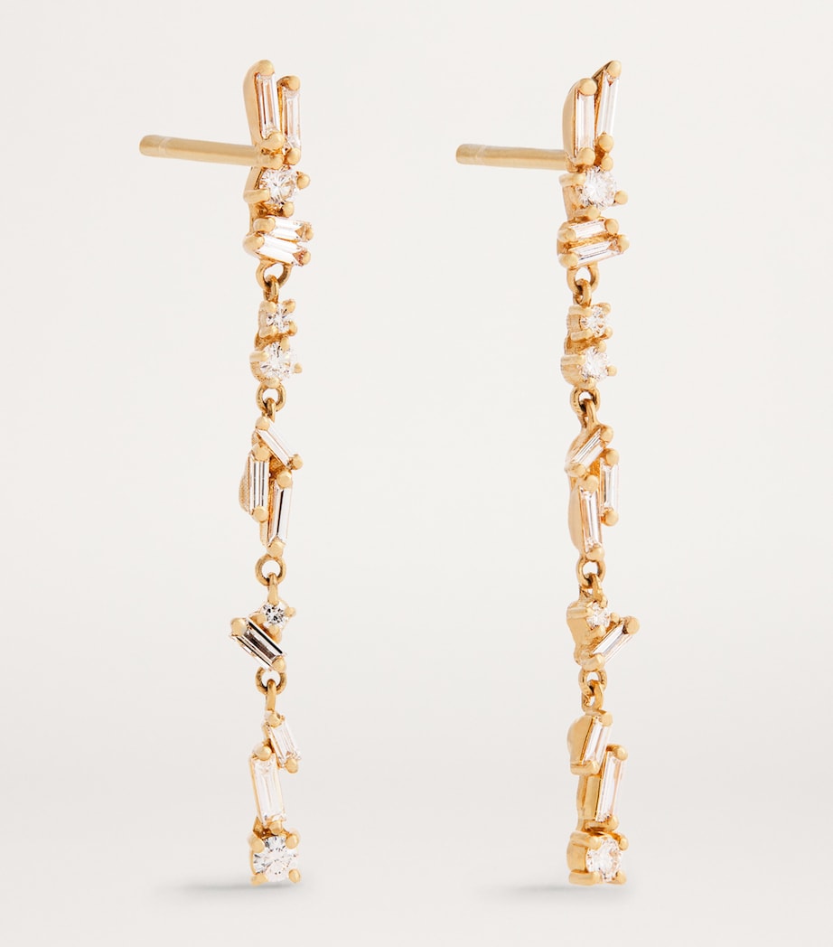 Yellow Gold and Diamond Classic Firework Sparkler Drop Earrings 18K YG/WD Image 3
