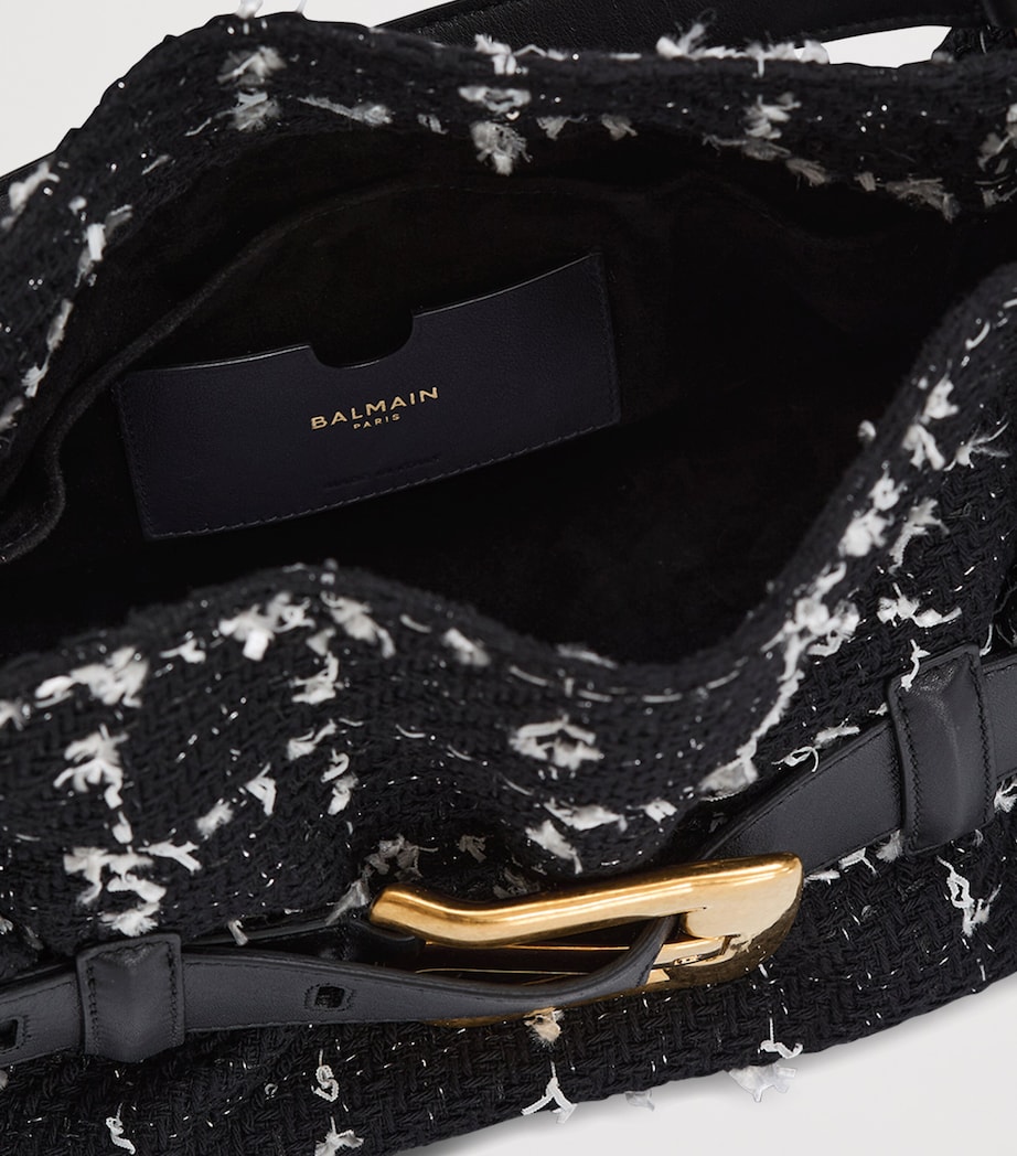 Balmain Medium Tweed Anthem Shoulder Bag Eab Noir/blanc Image 8