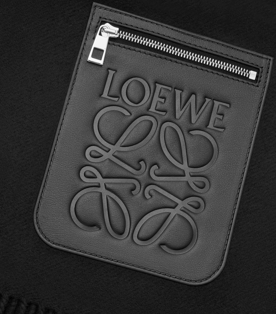 Wool-Cashmere Pocket-Detail Scarf BLACK Image 3