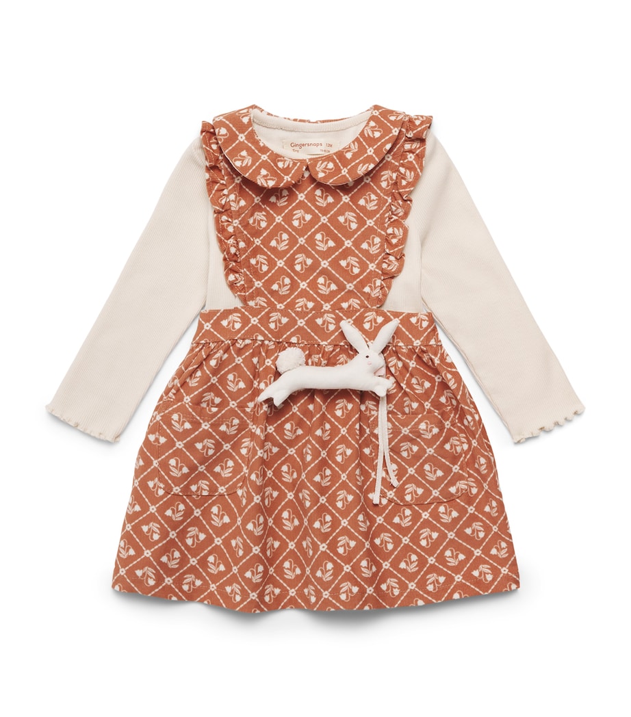 Cotton Pinafore Dress, T-Shirt and Toy Sabrina Set (6-36 Months) BROWN Image 1