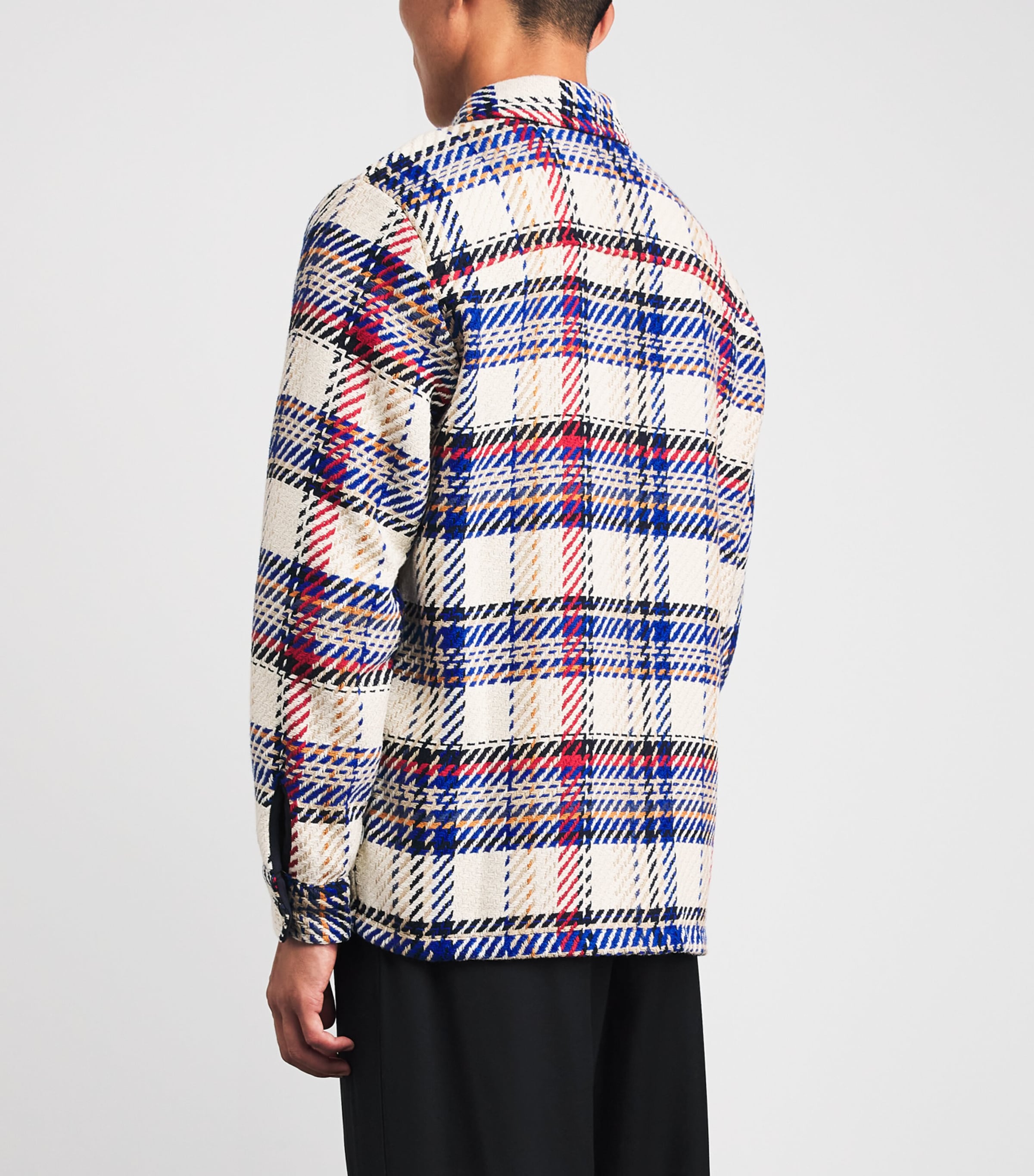 Wax London Mens Check Whiting Overshirt Ecru / Red Image 5