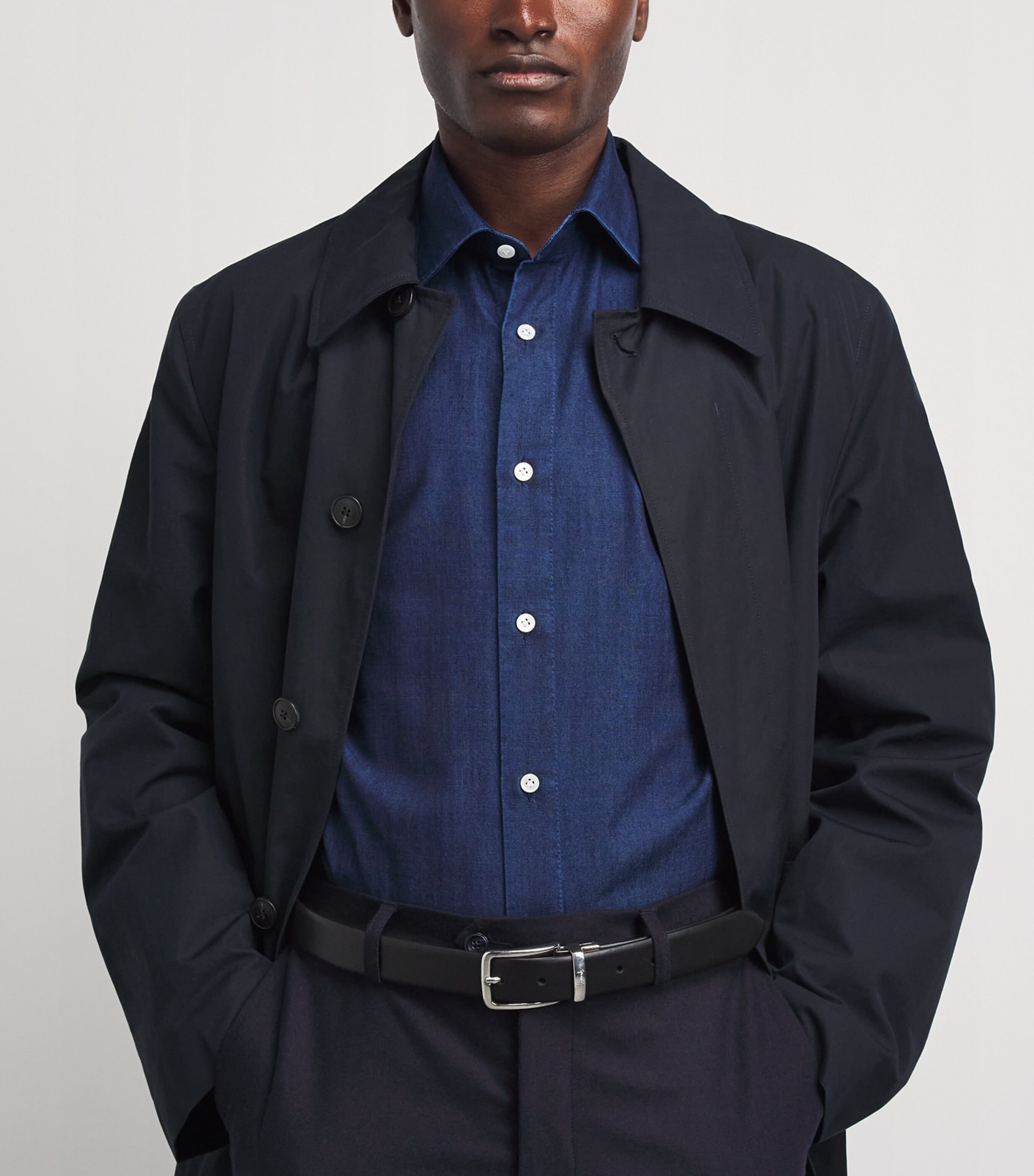 100HANDS Mens Denim Washed Shirt Dark Indigo Image 3