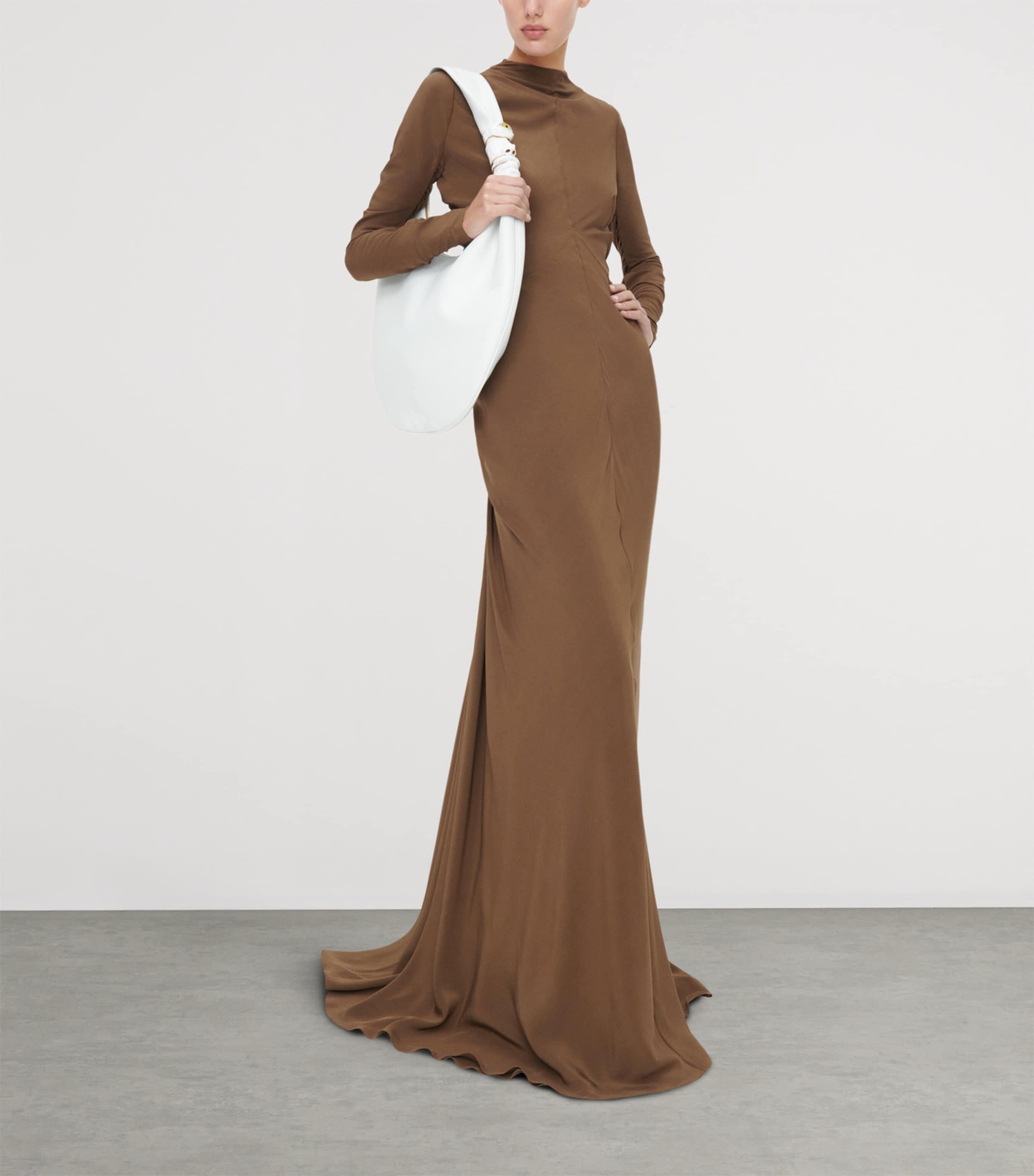 Schiaparelli Womens Silk Gathered Gown Brown Image 2