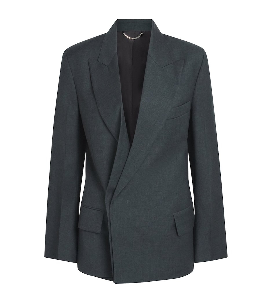 Victoria Beckham Womens Wool Layered Blazer Green Image 1