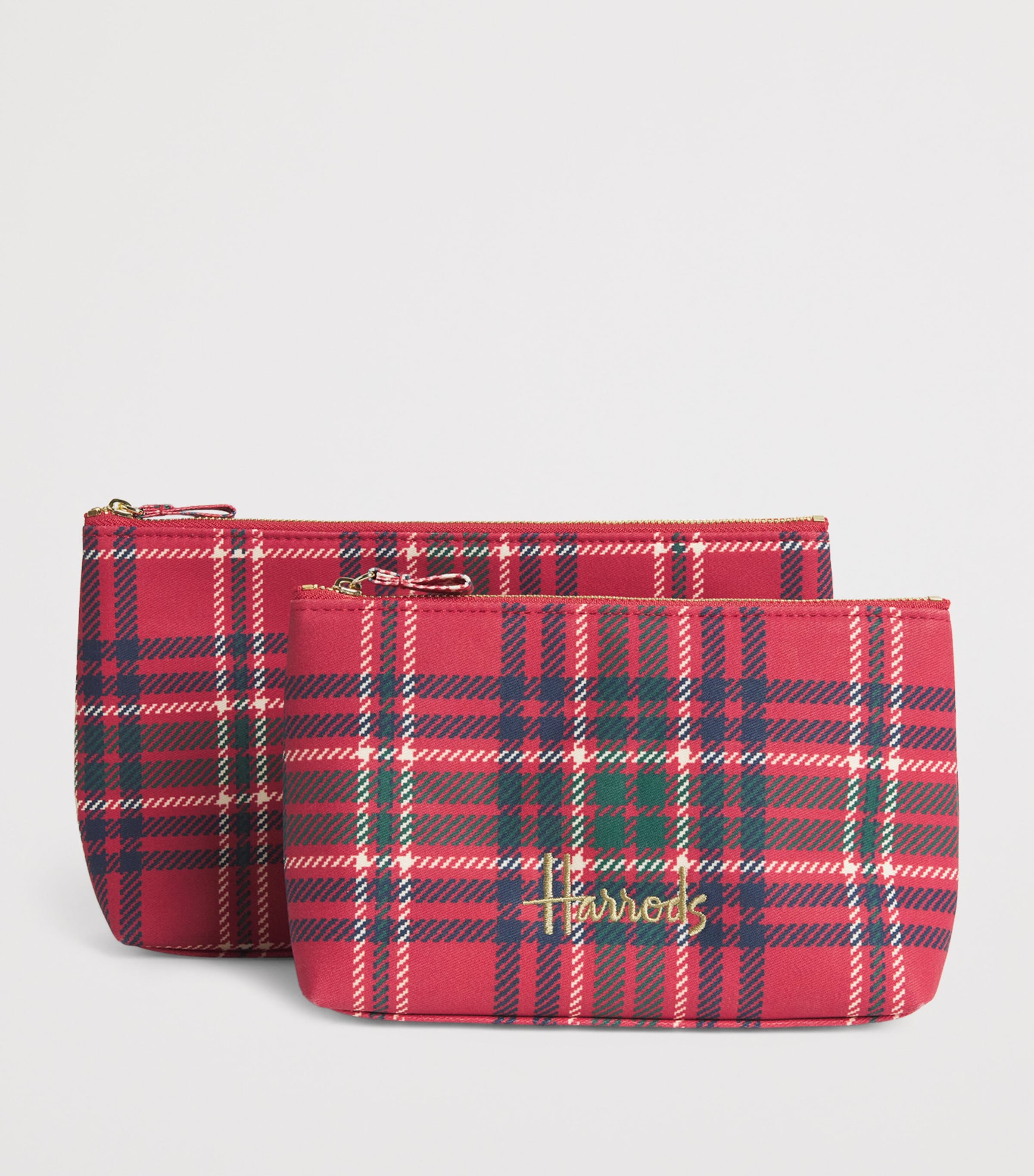 Harrods Medium Tartan Logo Pouch Red Image 3