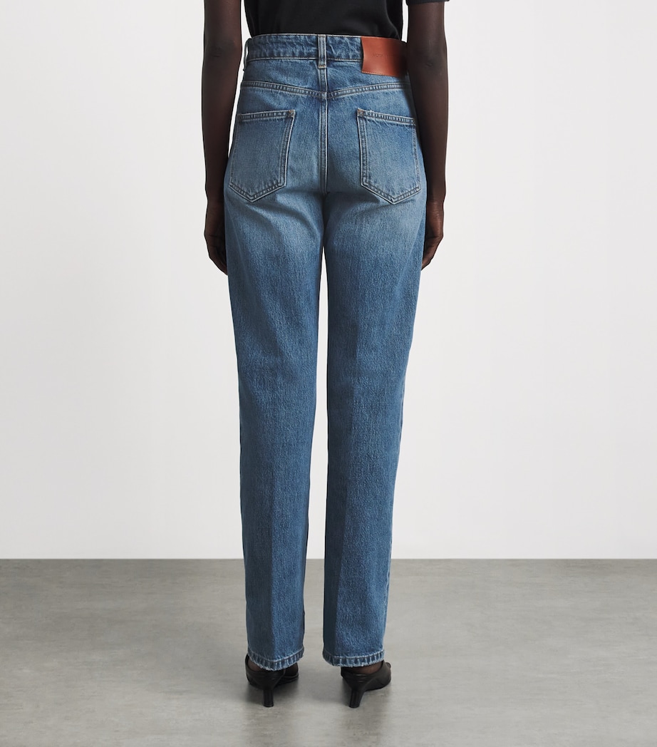 Victoria Beckham Womens Julia Straight Jeans Worn Blue Wash Image 5