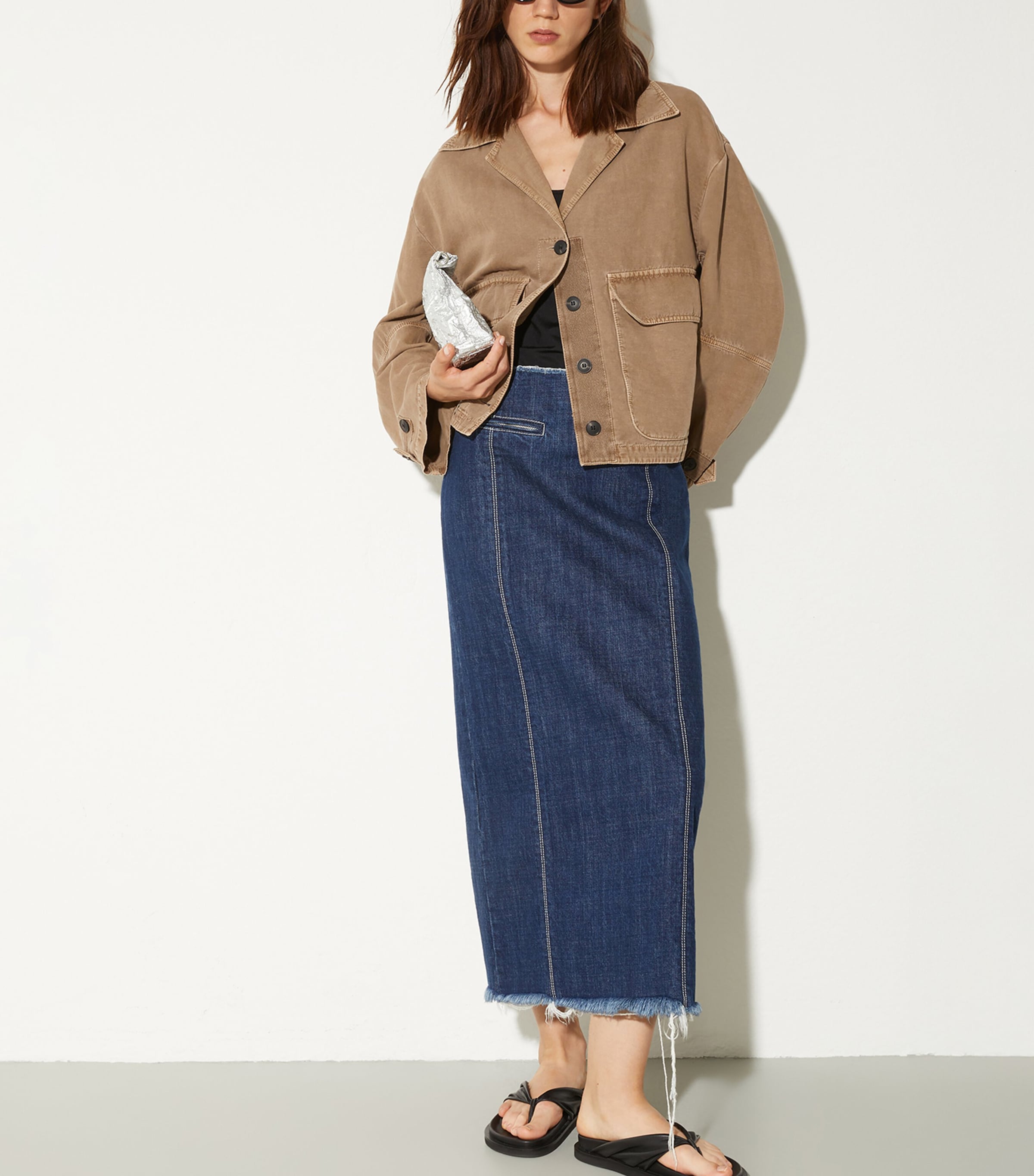 MAX&Co. Womens Denim Twin-Pocket Jacket Cocoa Image 4