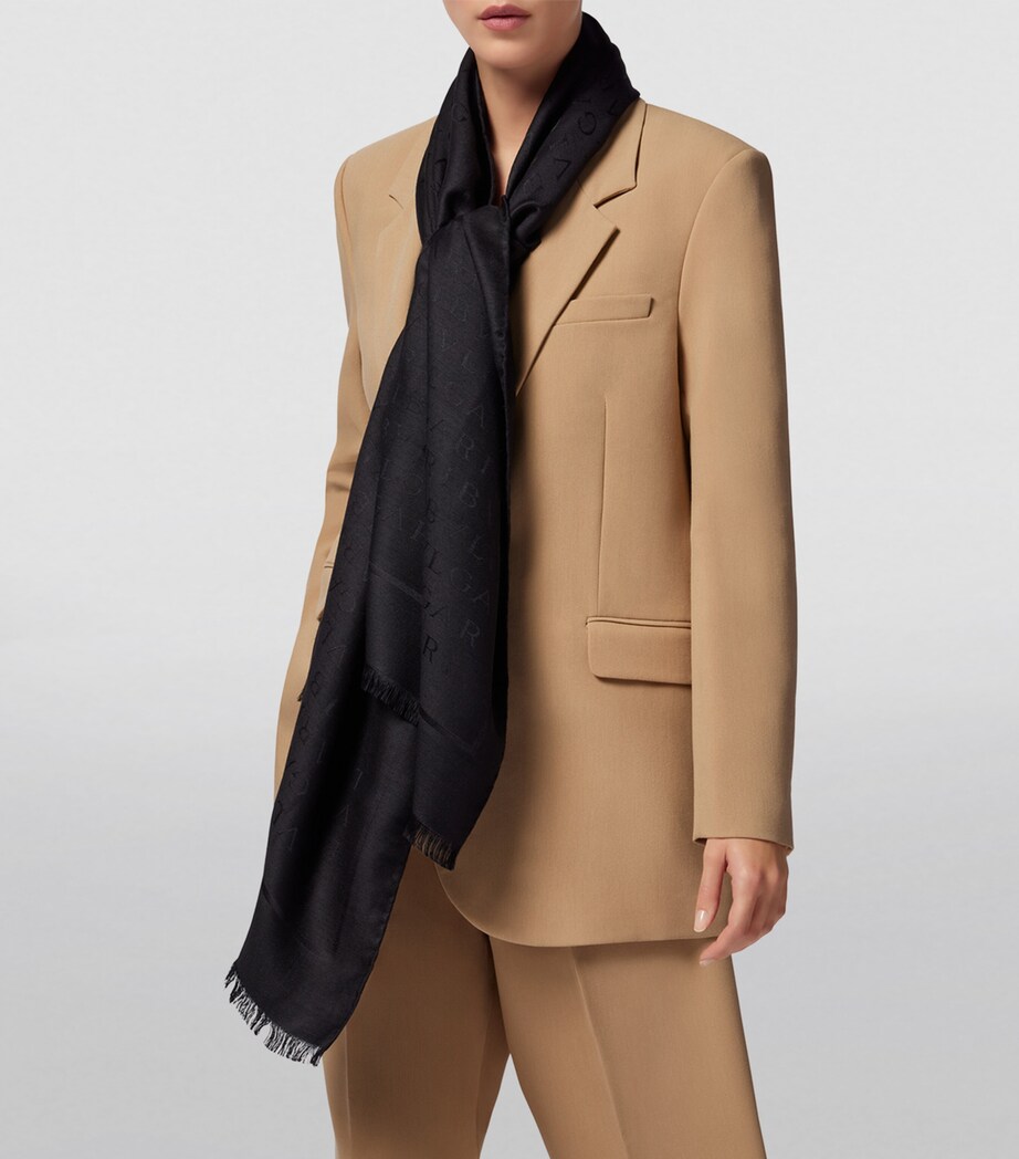 Logomania Lettere Maxi Print Scarf BLACK Image 6