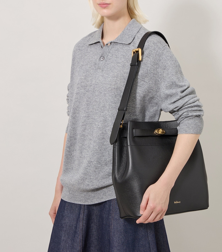 Large Leather Islington Bucket Bag BLACK Image 6