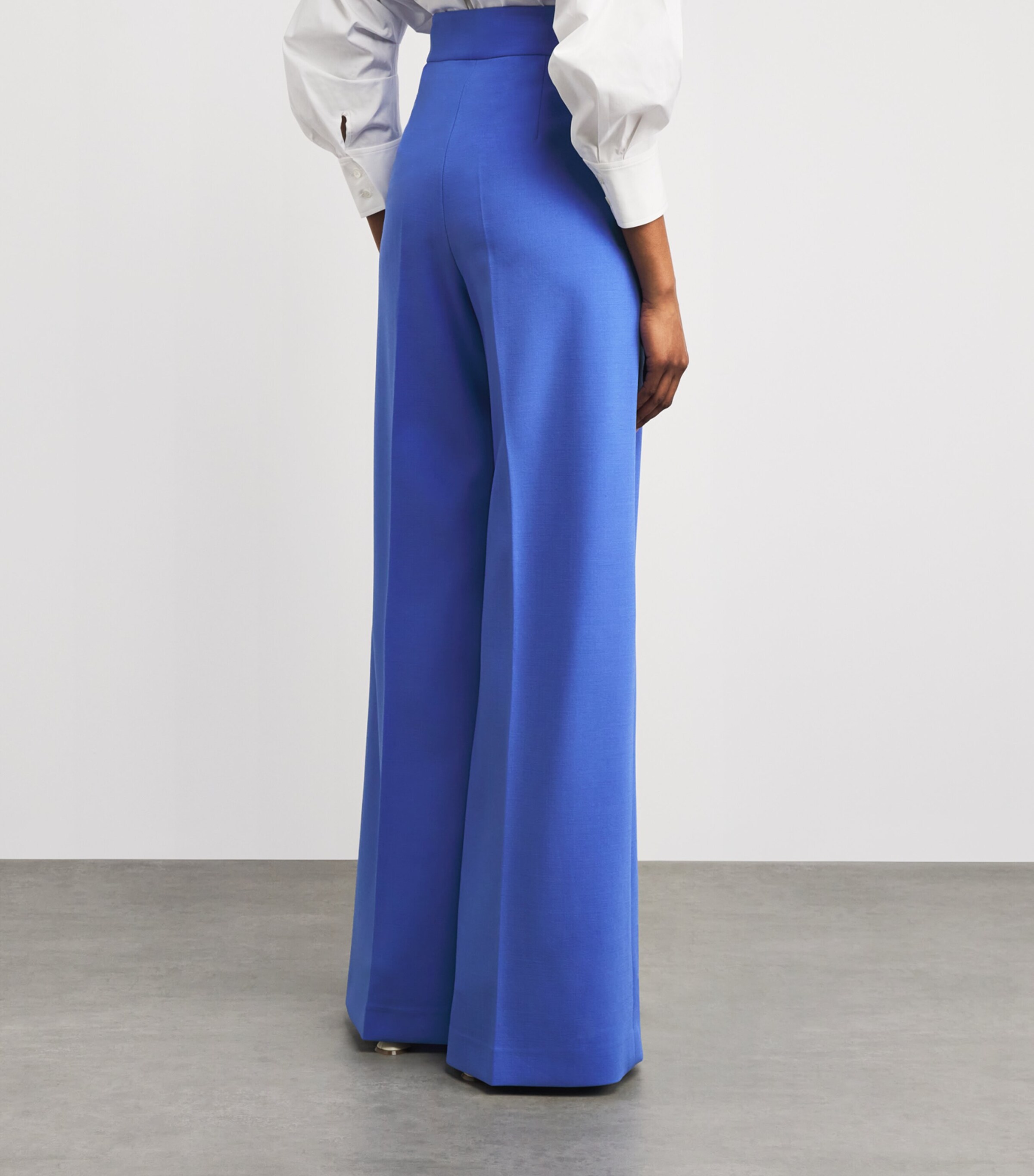 Carolina Herrera Womens Stretch-Wool Wide-Leg Diane Trousers Bluebell Image 5