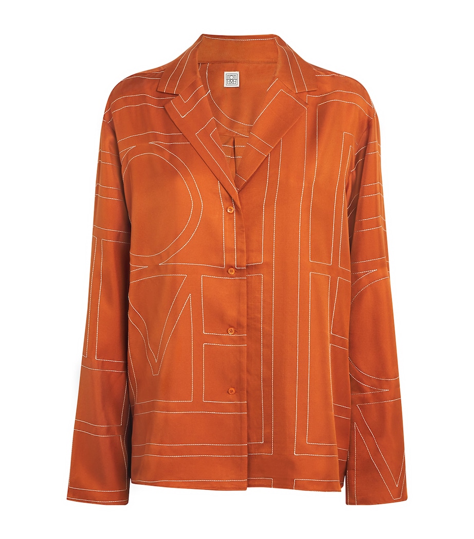 Silk Embroidered Monogram Shirt 161 TERRACOTTA Image 1