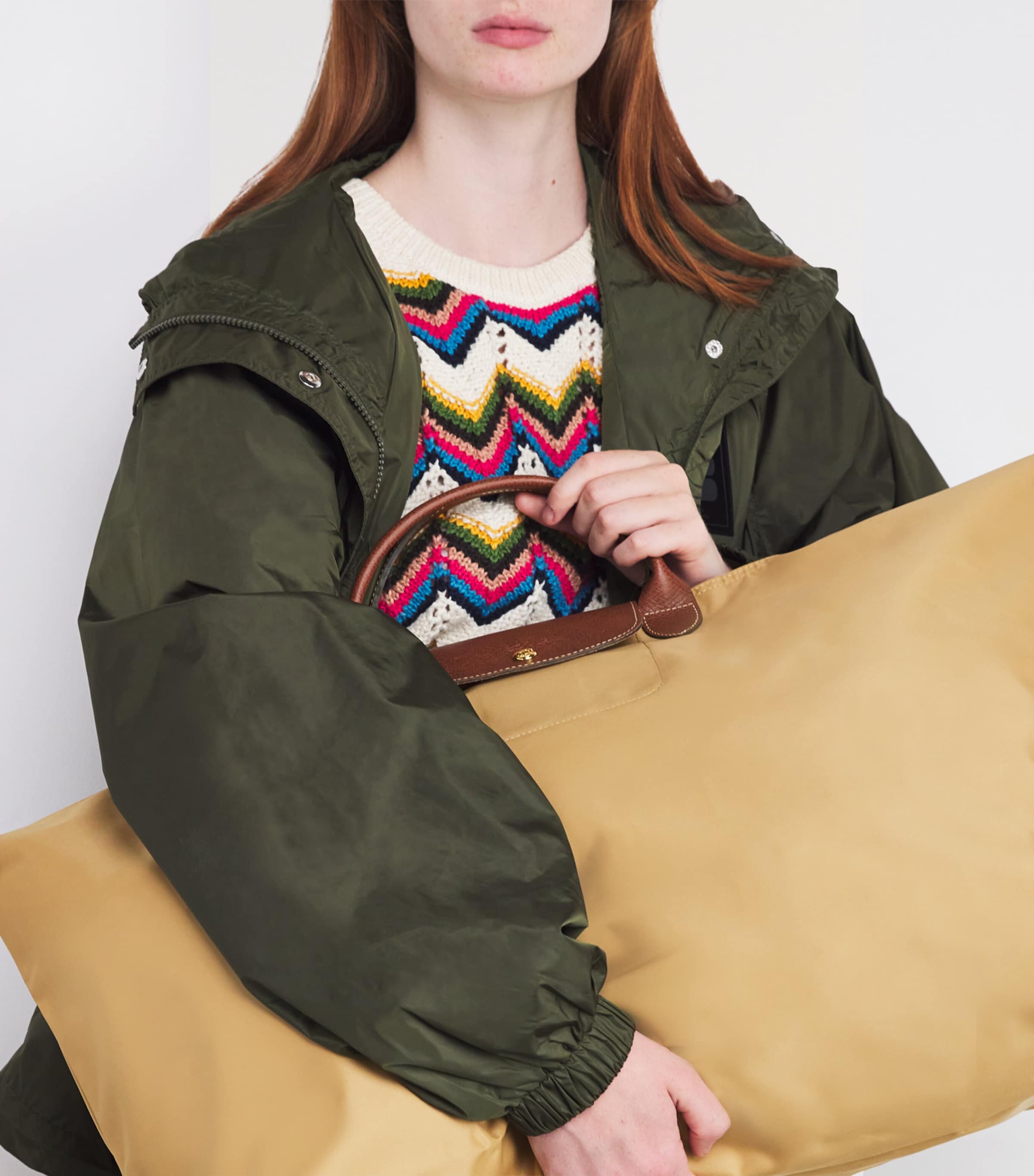 Large Le Pliage Travel Tote Bag P86 FAWN Image 5