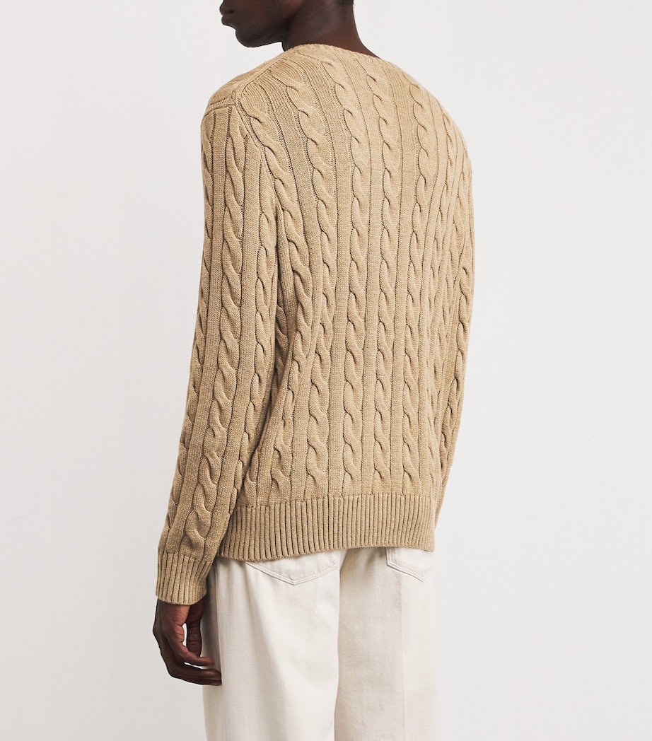 Cotton Cable-Knit Sweater BROWN Image 4