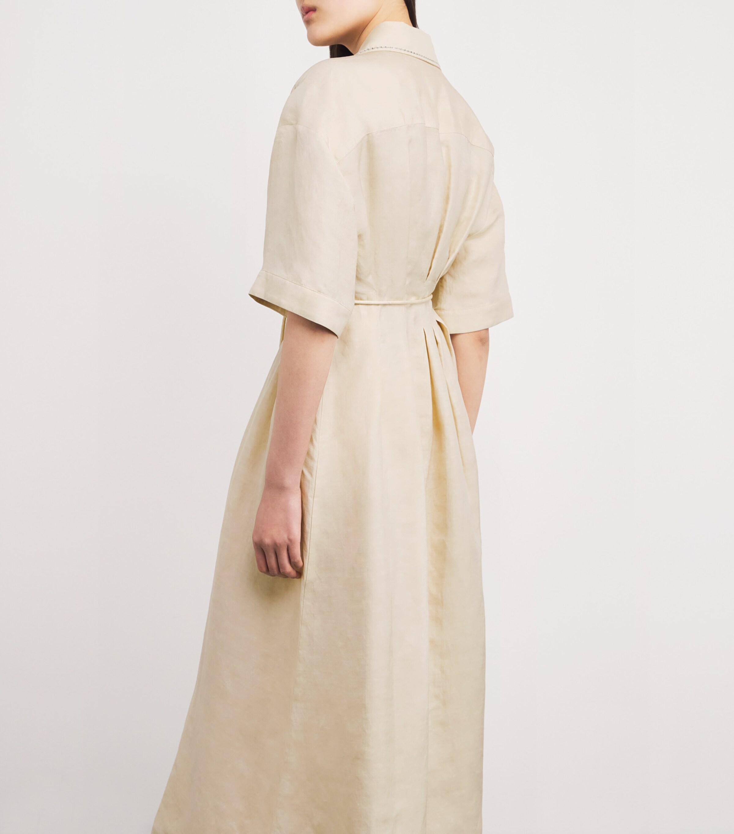 chinese dress ladies Santorini Belted Linen-Blend Midi Large