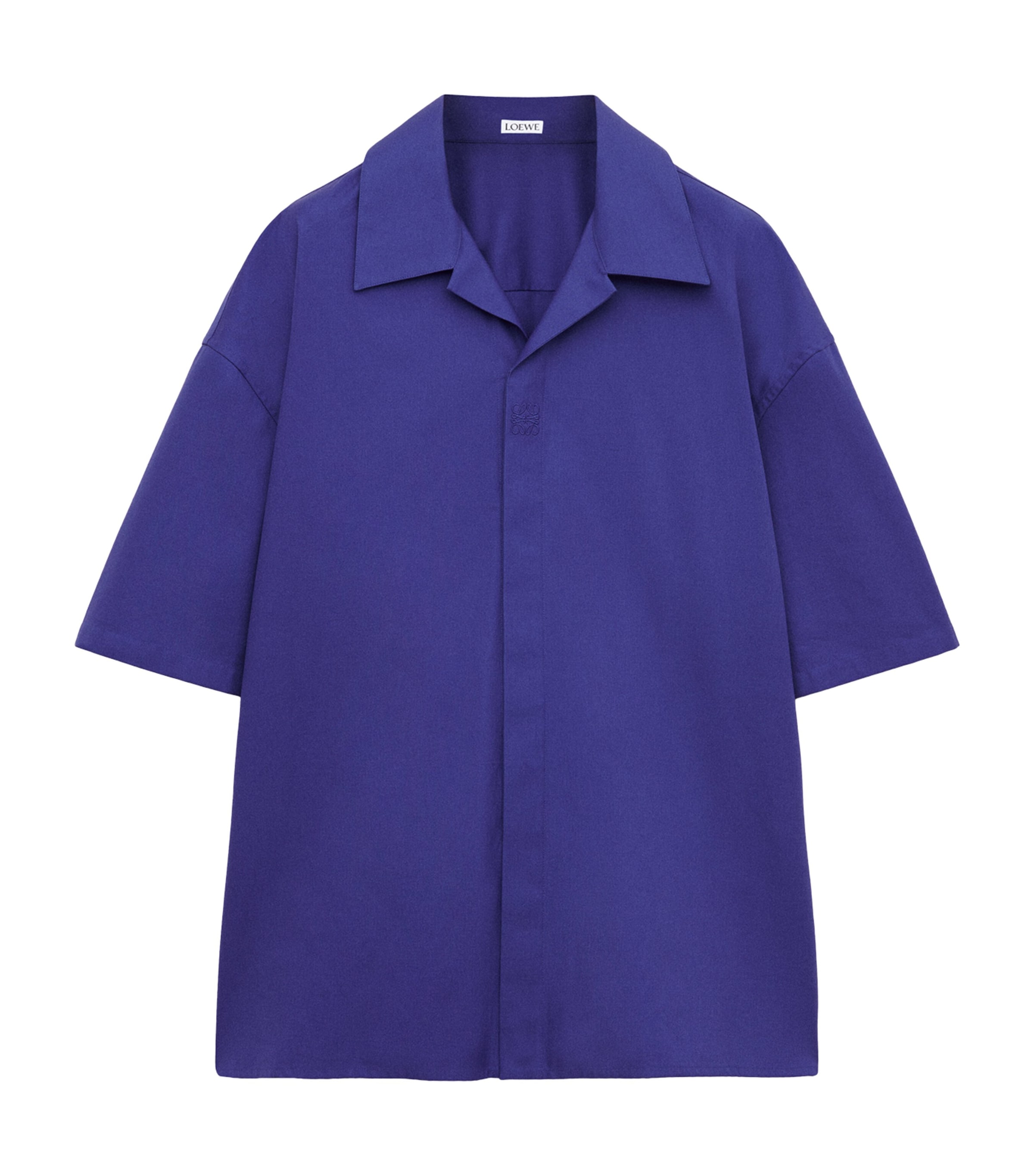 LOEWE Mens Cotton Anagram Shirt Indigo Blue Image 1