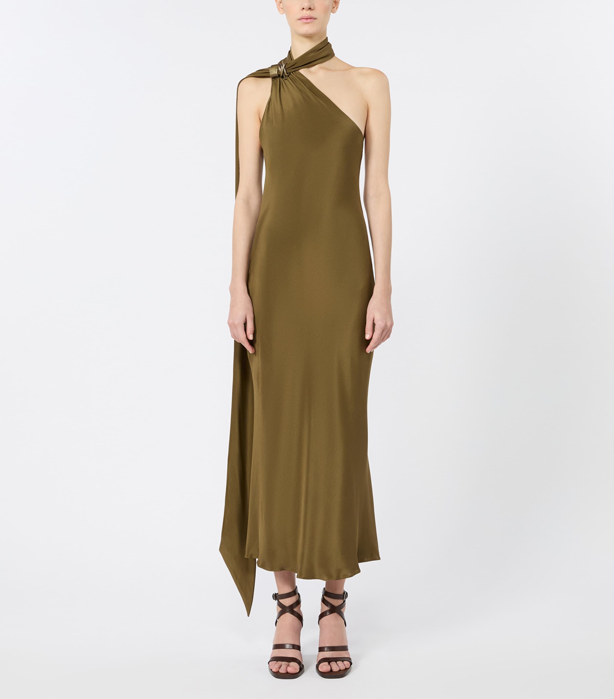 Max Mara Womens Silk Midi Dress Mud Image 2