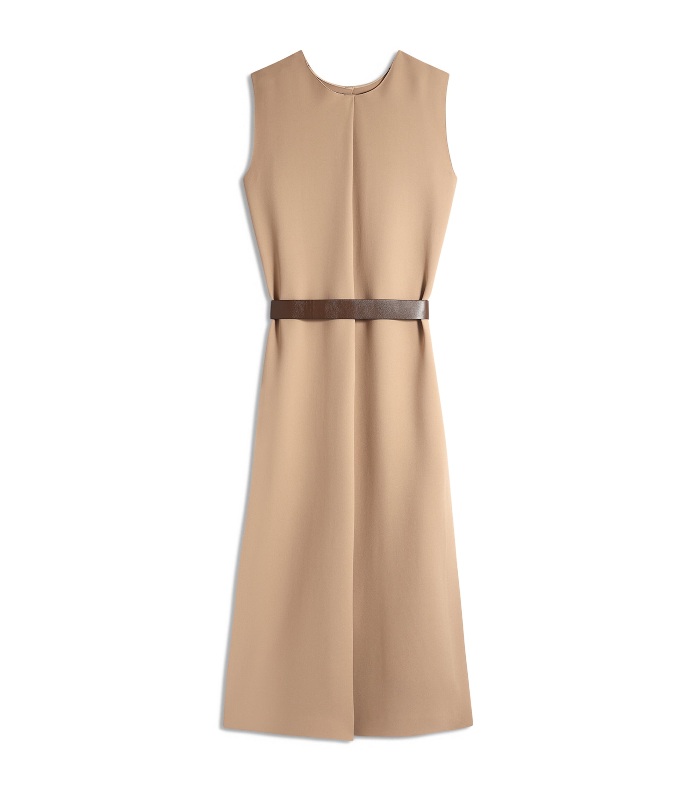 Schiaparelli Womens Crepe Leather-Trim Midi Dress Beige Image 5