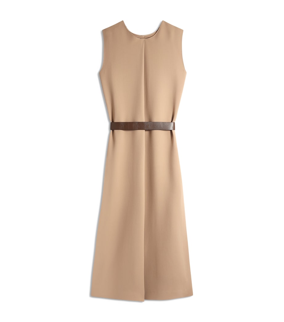 Schiaparelli Womens Crepe Leather-Trim Midi Dress Beige Image 5