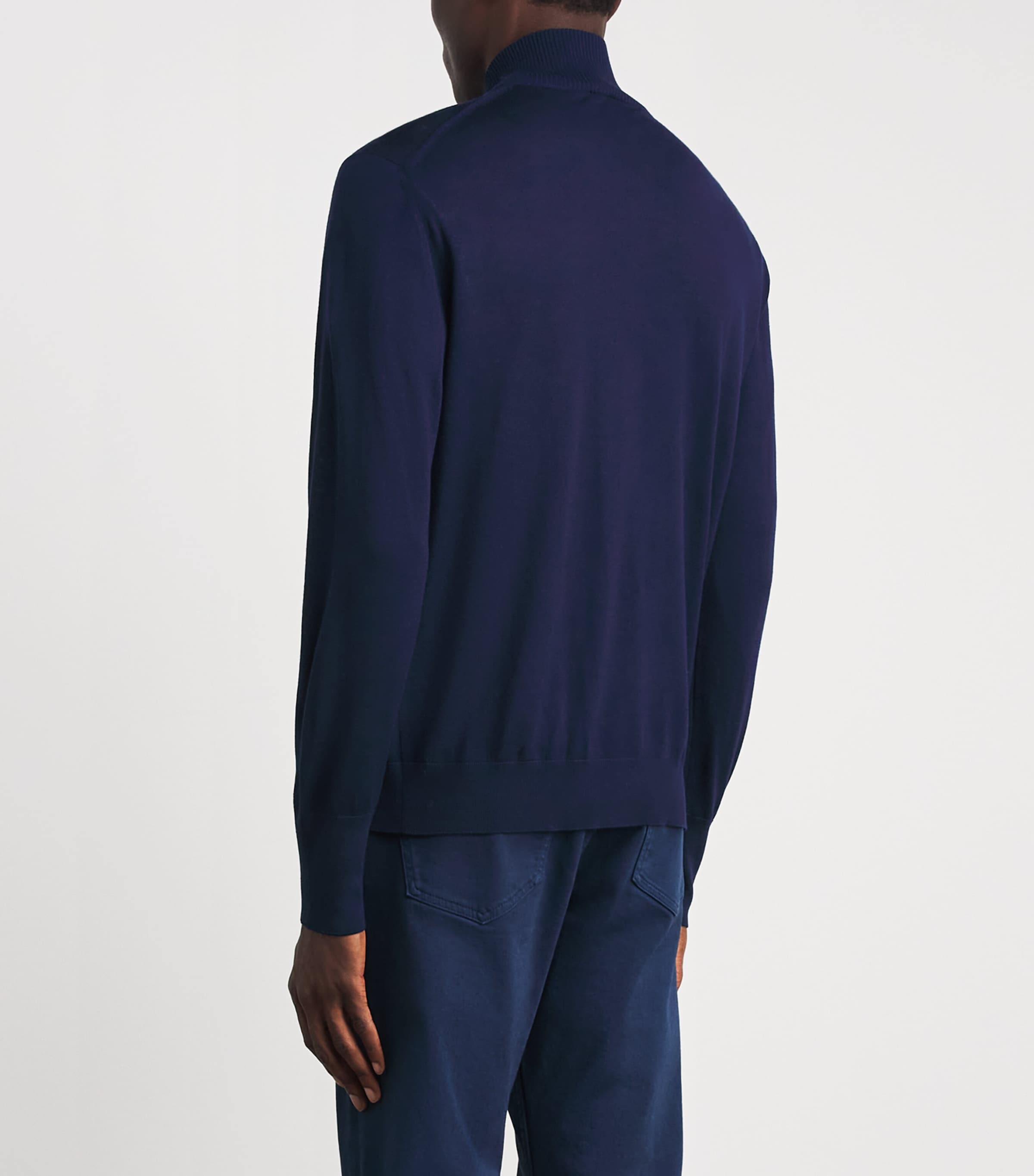 Eleventy Mens Wool Zip-Up Cardigan Royal Image 5