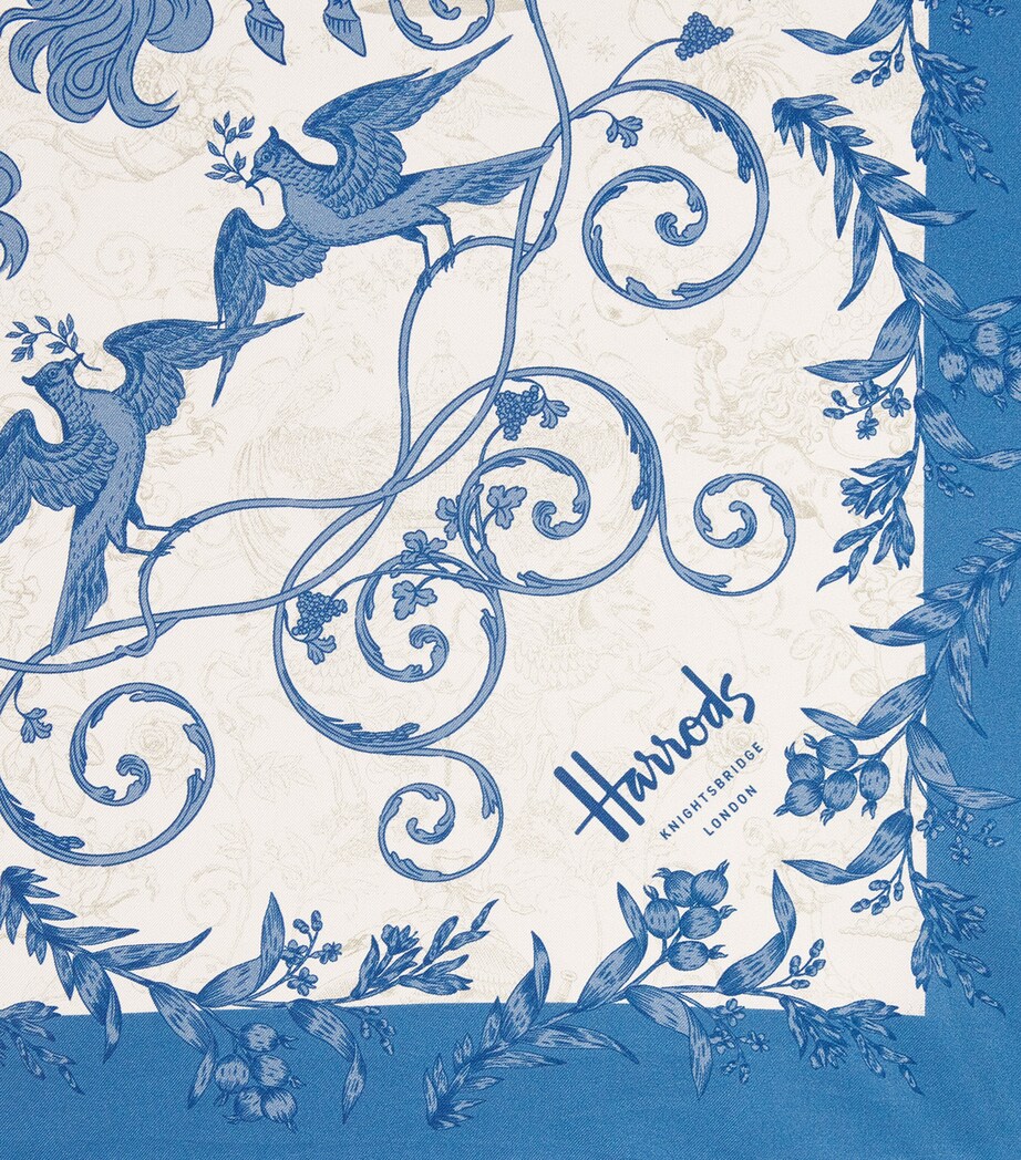 Harrods Silk Menagerie Scarf Blue Image 4