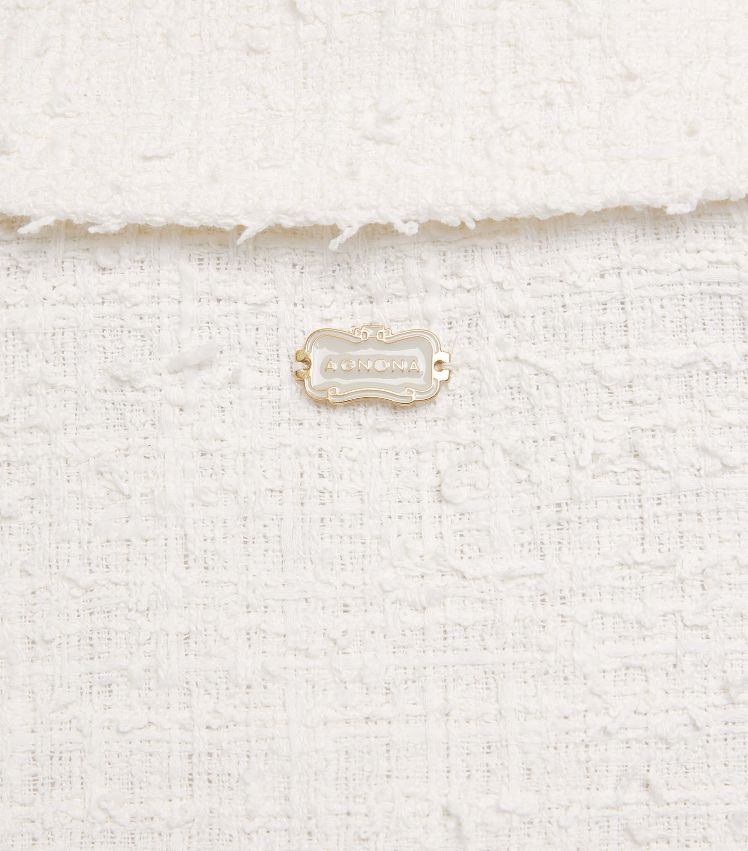 Agnona Womens Tweed Cropped Jacket Ivory Butter Image 5