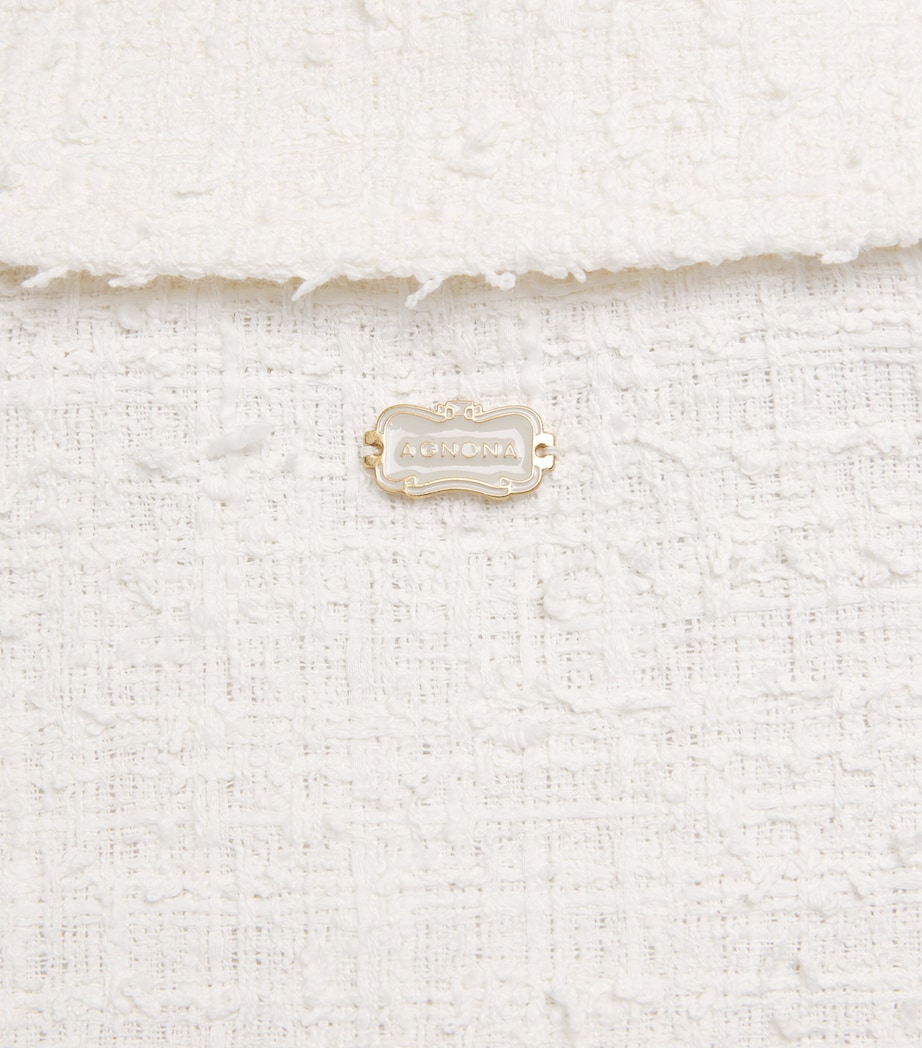 Agnona Womens Tweed Cropped Jacket Ivory Butter Image 5