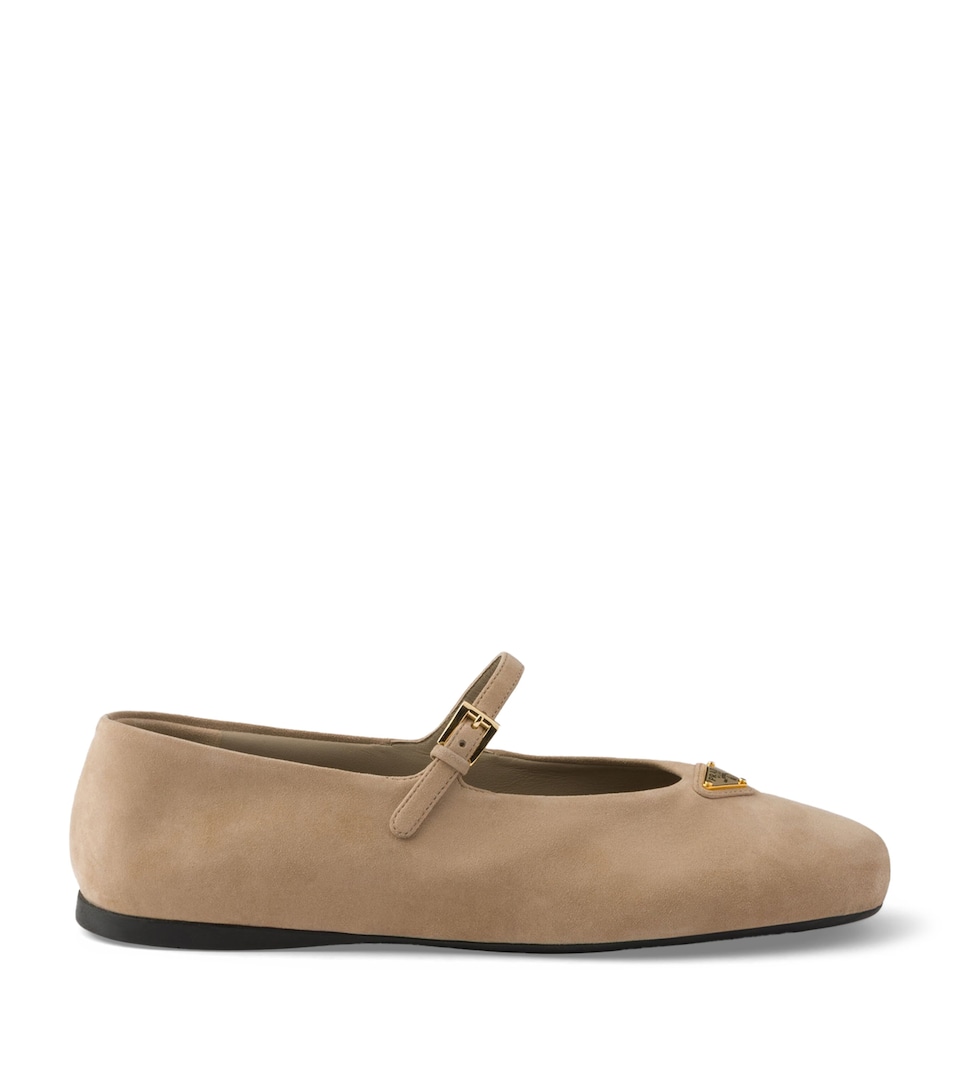 Prada Suede Ballet Flats Neutral