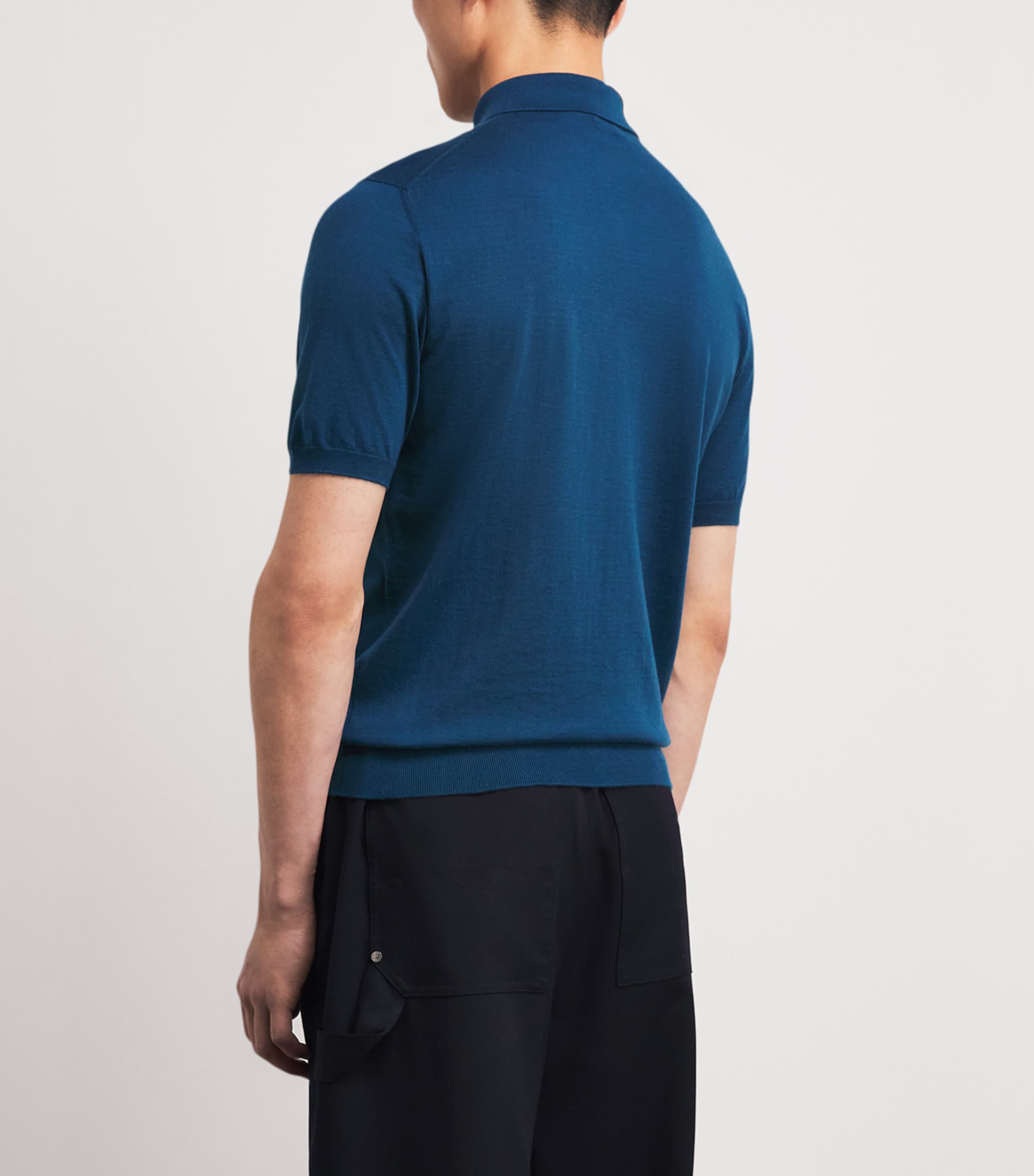 Fioroni Cashmere Mens Cotton-Cashmere Polo Shirt Marino Image 5