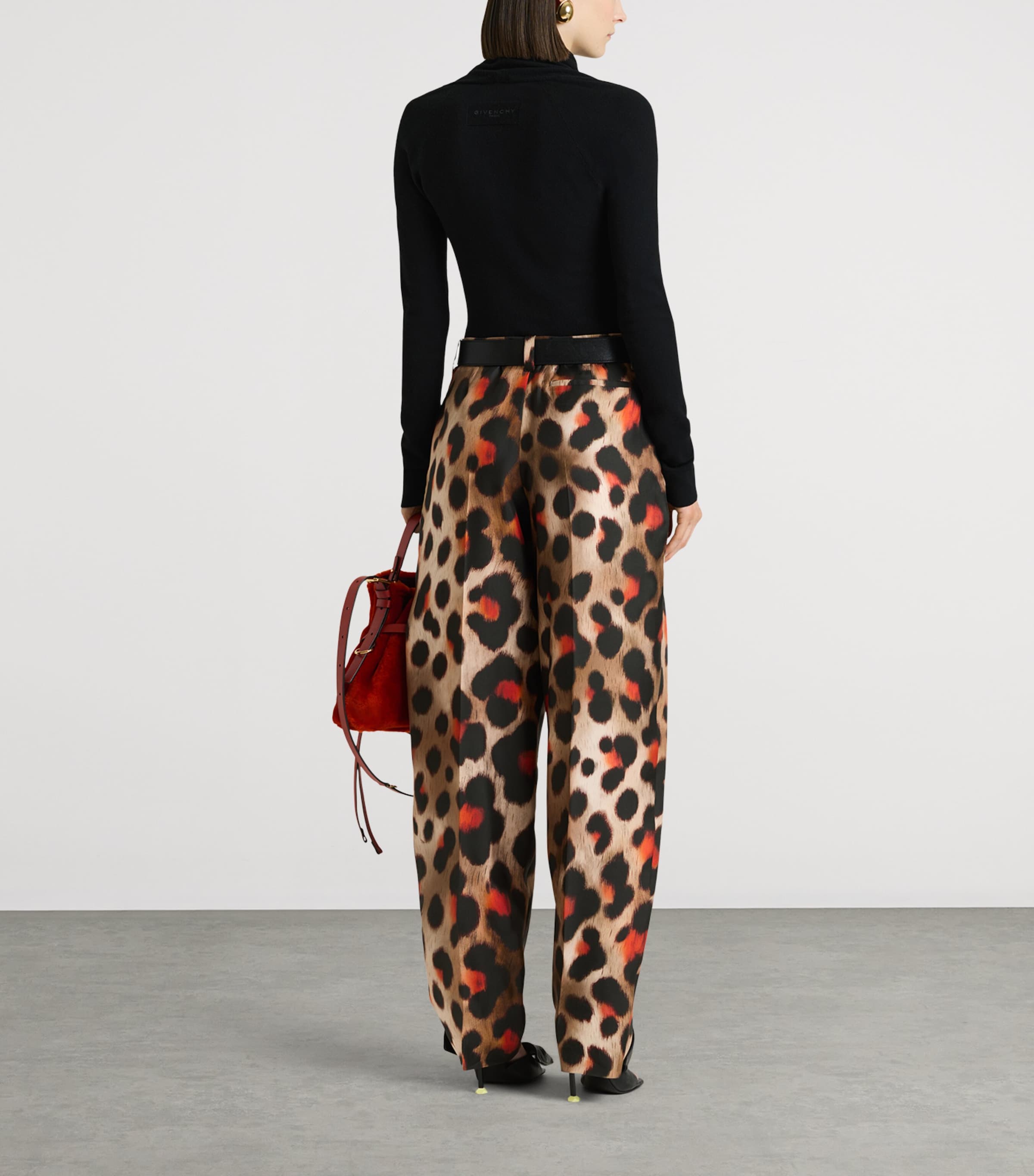Givenchy Womens Silk Leopard Tailored Trousers Image 4