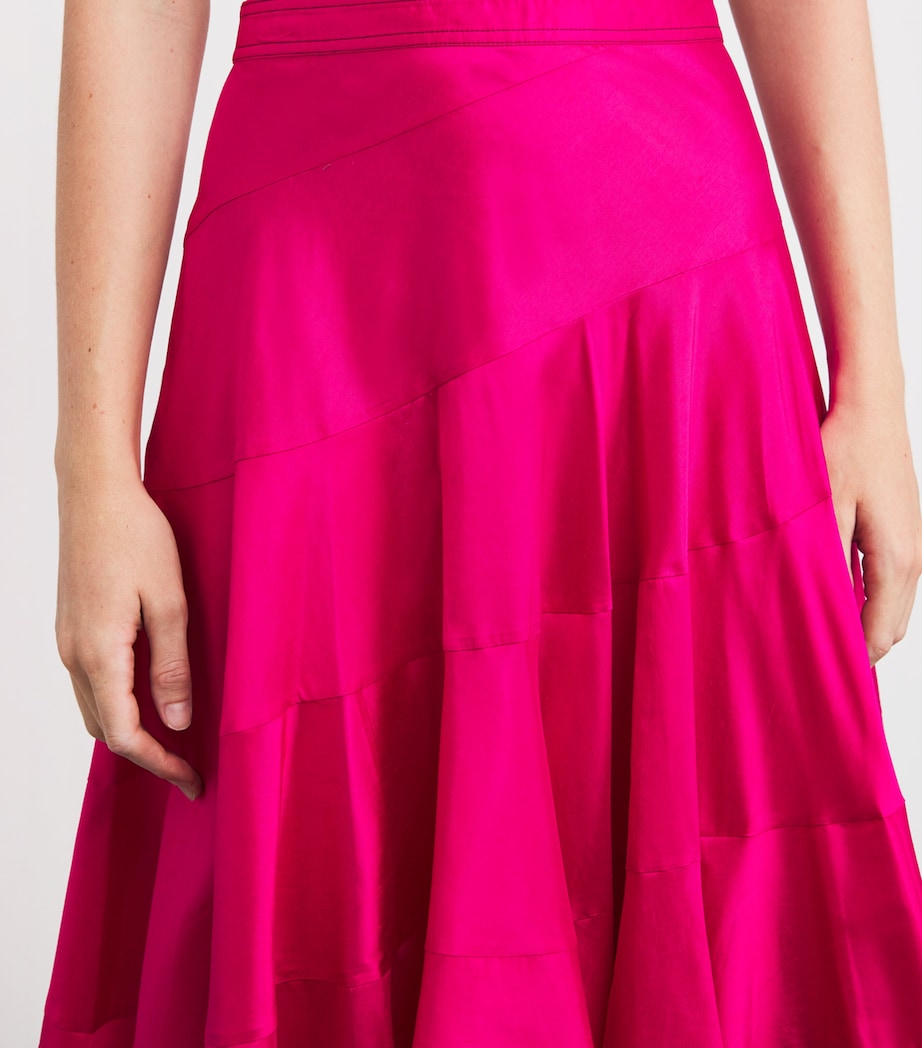 Silk Voile Flared Midi Skirt 654 BOLD PINK Image 6