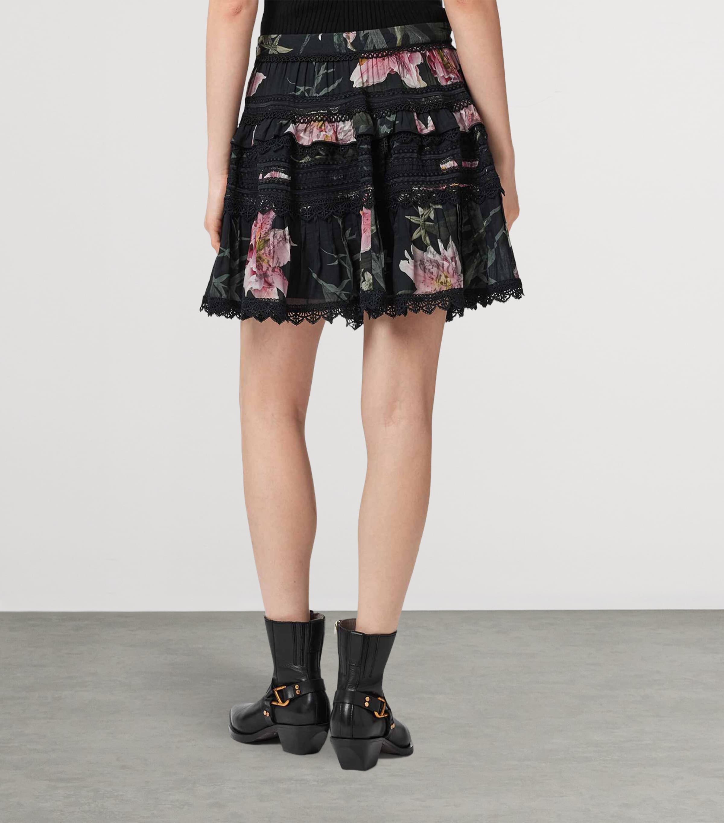 AllSaints Womens Floral Zora Mini Skirt Crystal Black Image 4