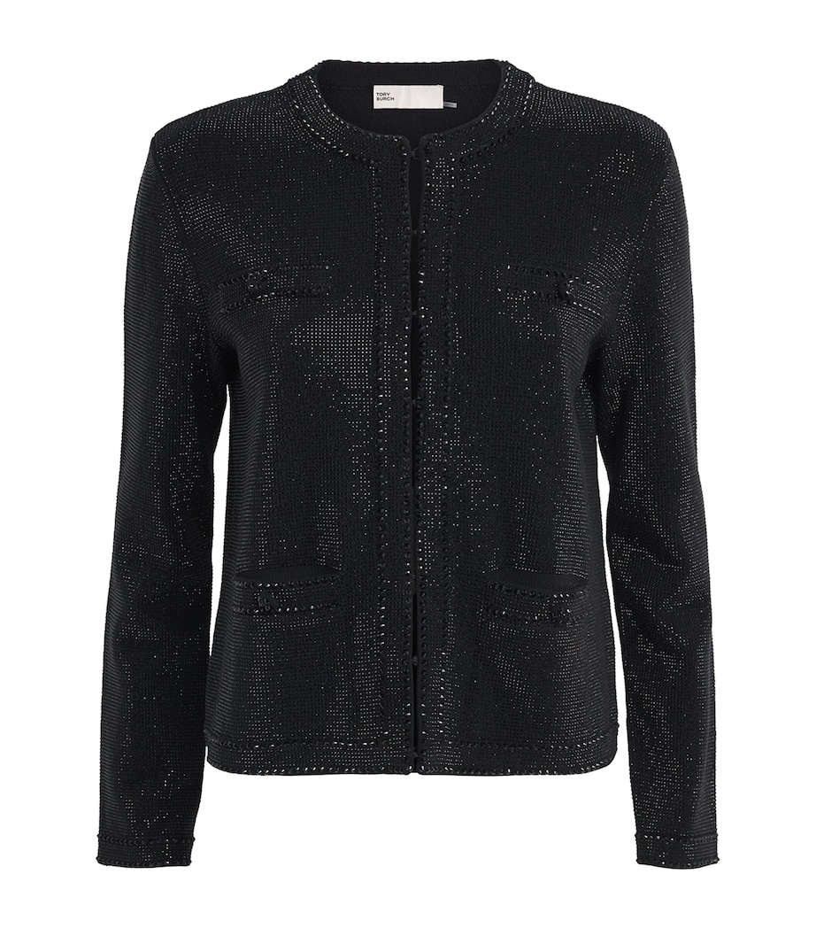 Wool-Blend Embellished Kendra Cardigan 001 BLACK Image 1