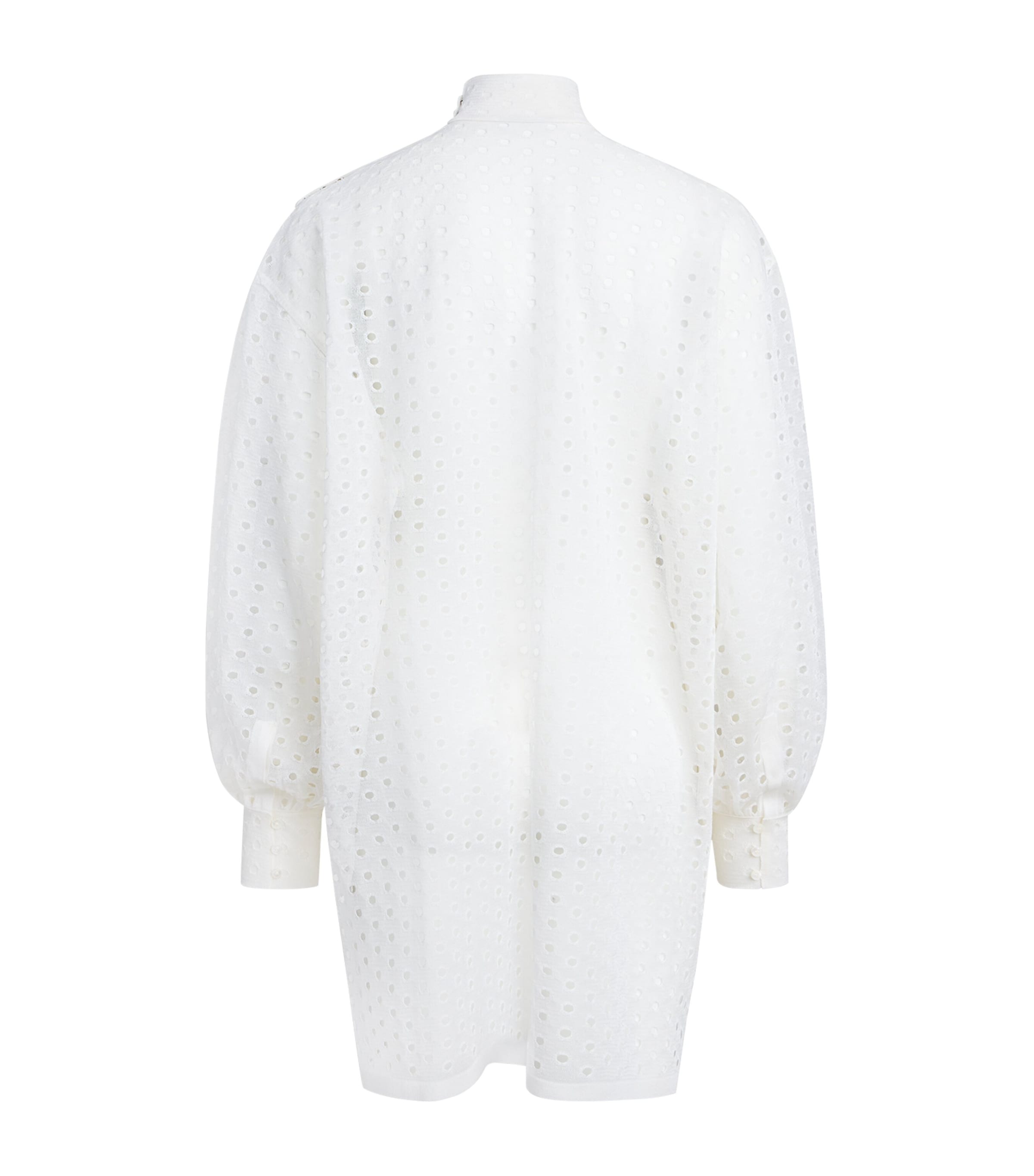 Alaïa Womens Silk Eyelet Tunic Top White Image 2