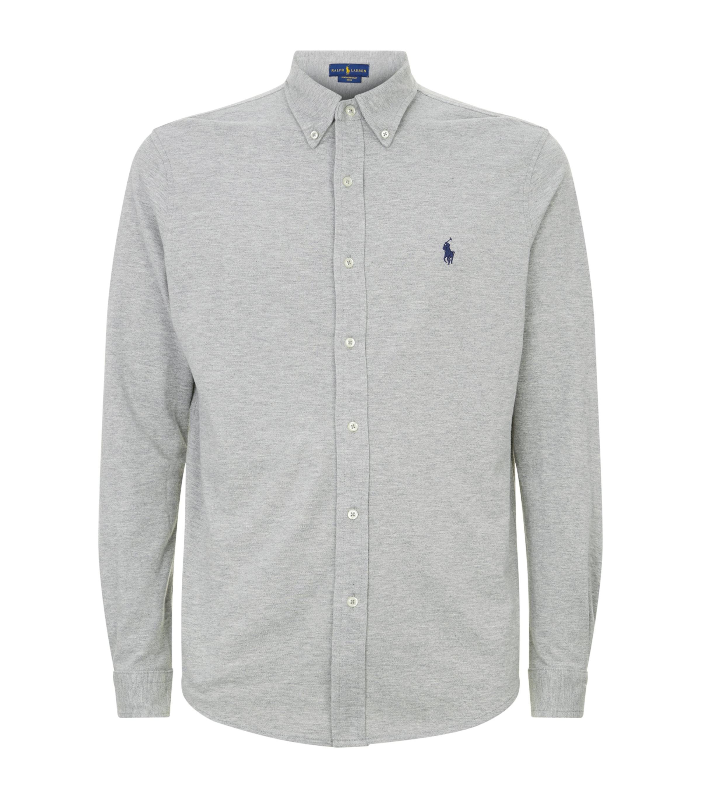 Polo Ralph Lauren Featherweight Logo Embroidered Button-down Shirt In Gray