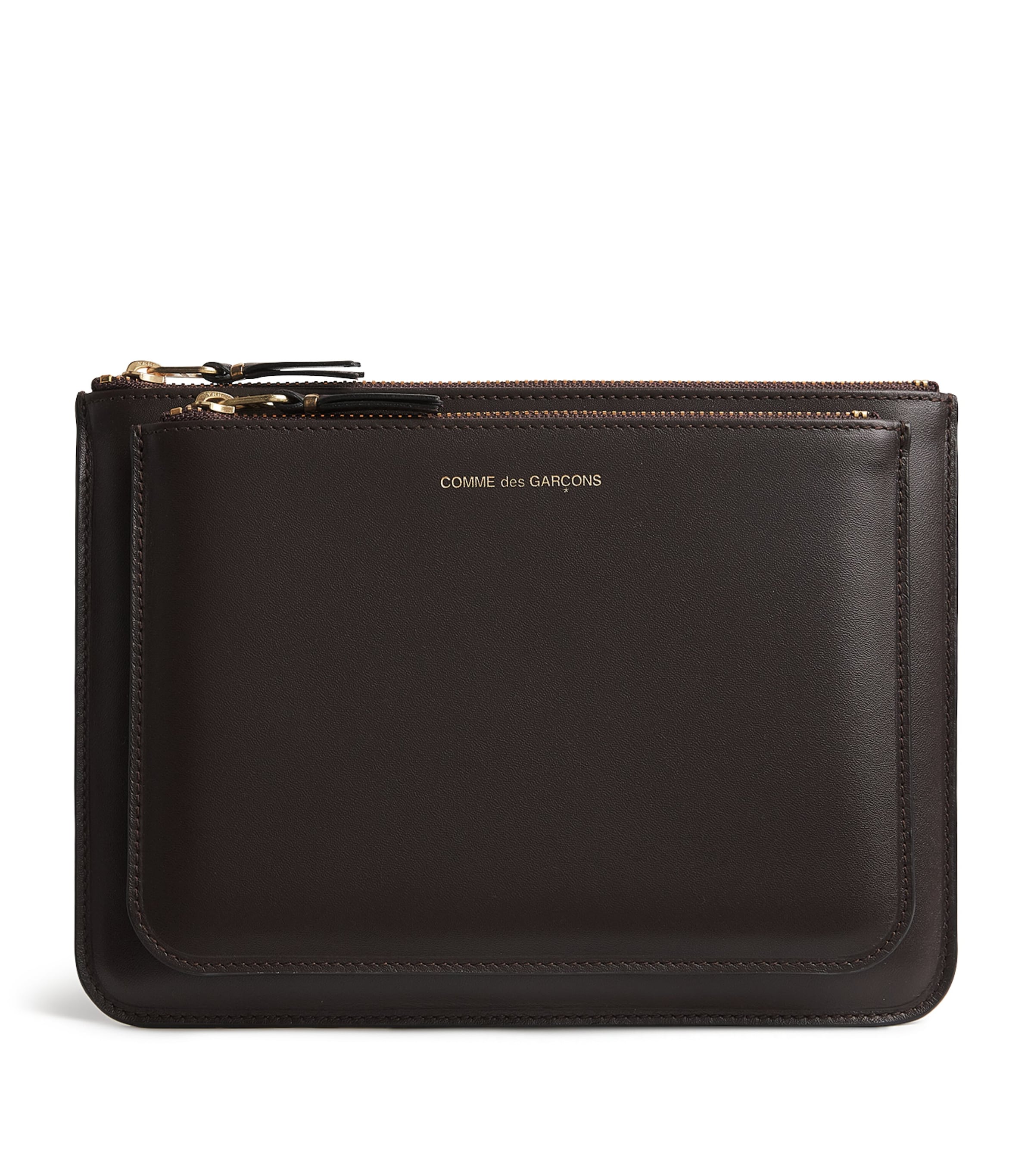 Comme Des Garçons Wallet Large Leather Outside Pocket Wallet Brown Image 1