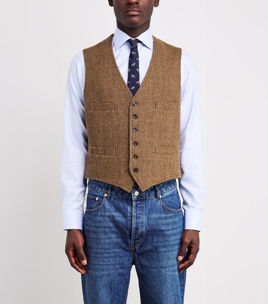 Wool Tick-Weave Tweed Waistcoat MULTI Image 3