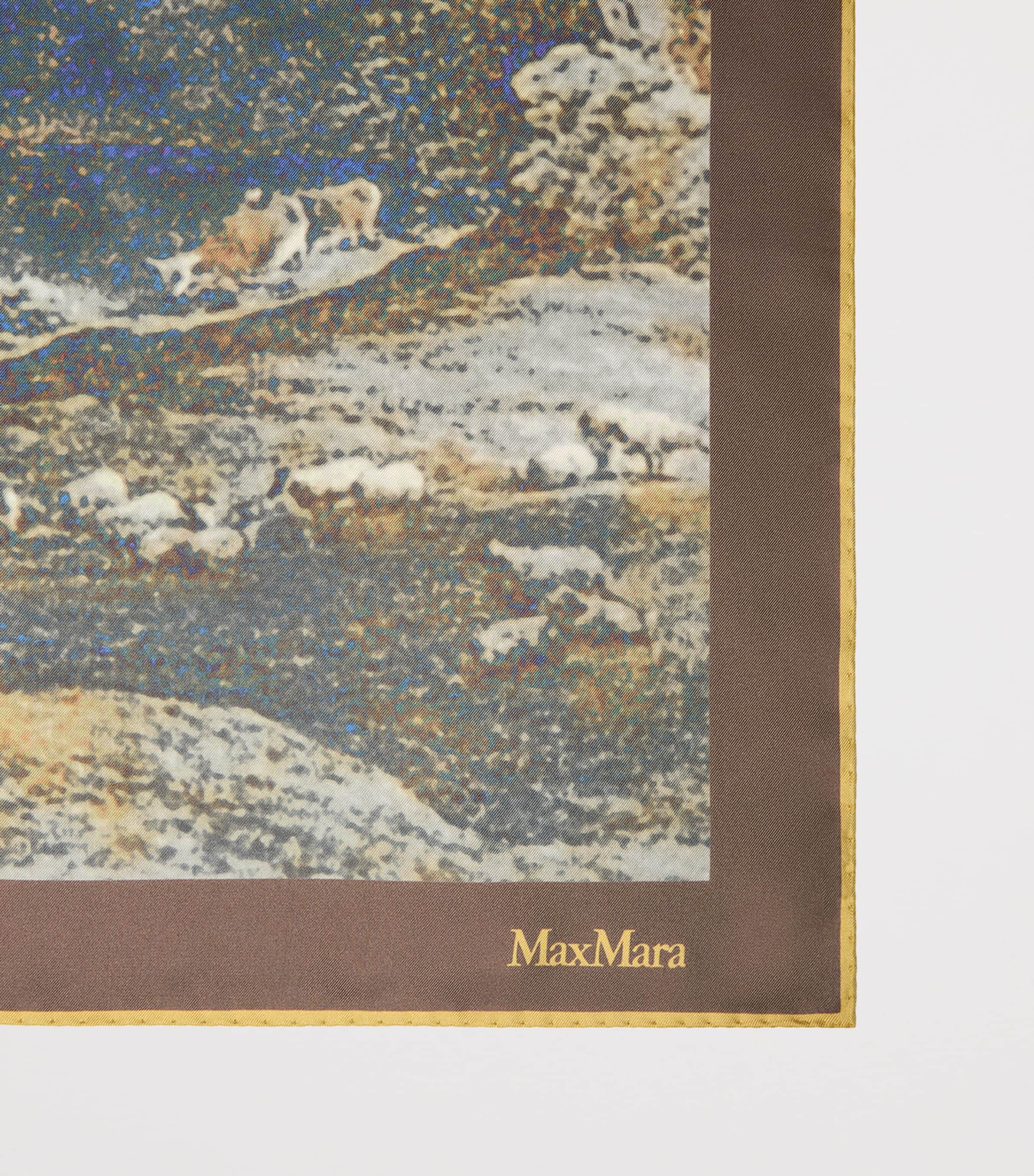 Max Mara Silk Printed Square Scarf Shaded Brown Beige Image 2