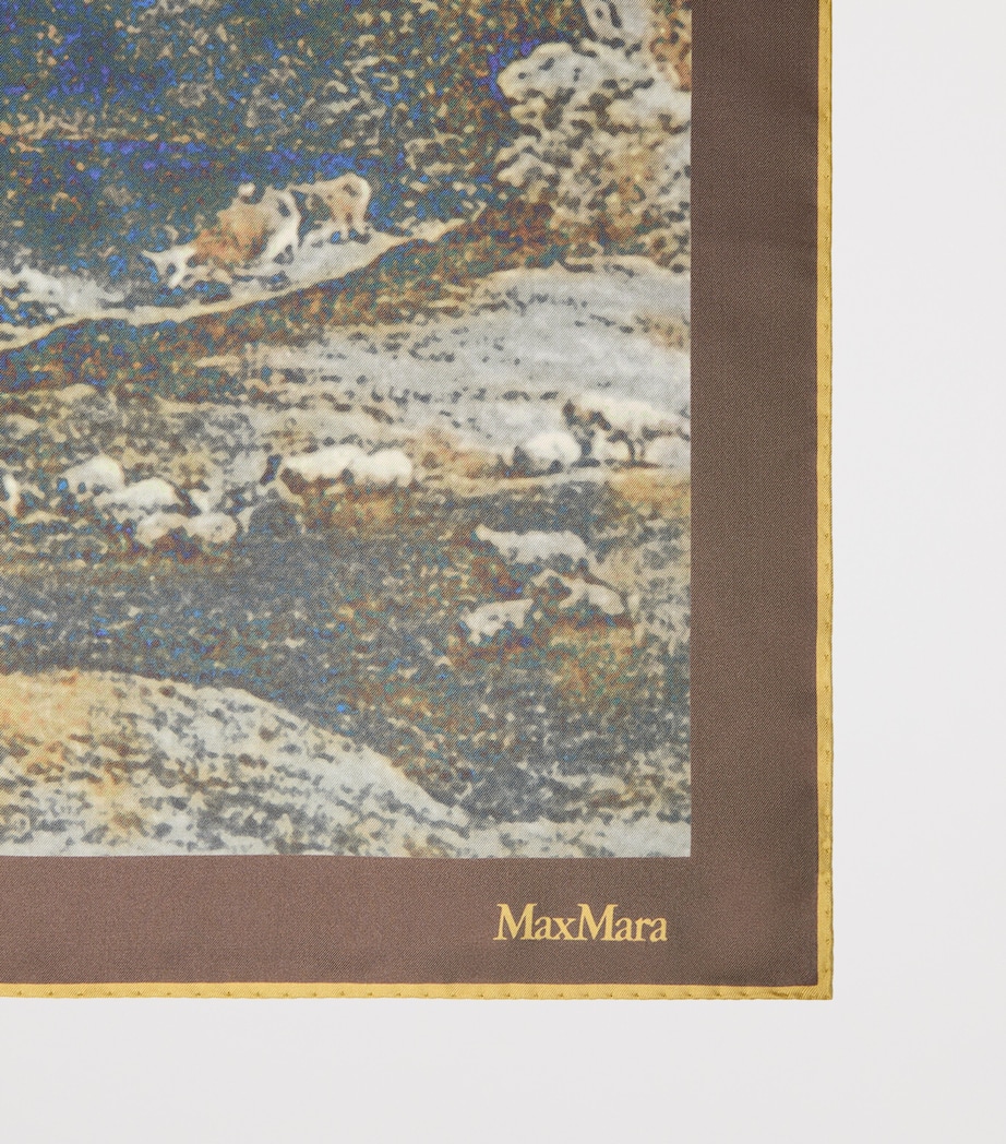 Max Mara Silk Printed Square Scarf Shaded Brown Beige Image 2