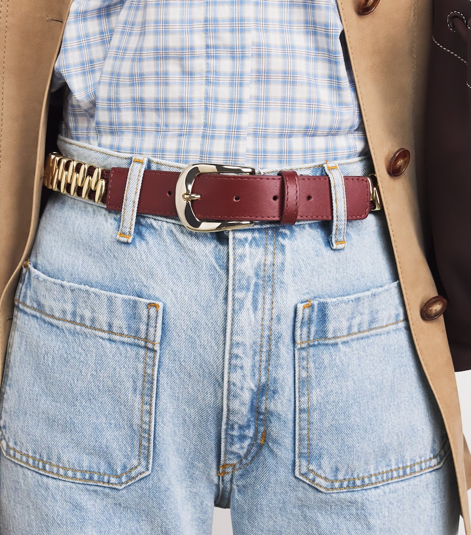 Sandro Paris Leather Studded Belt Bordeaux Image 2