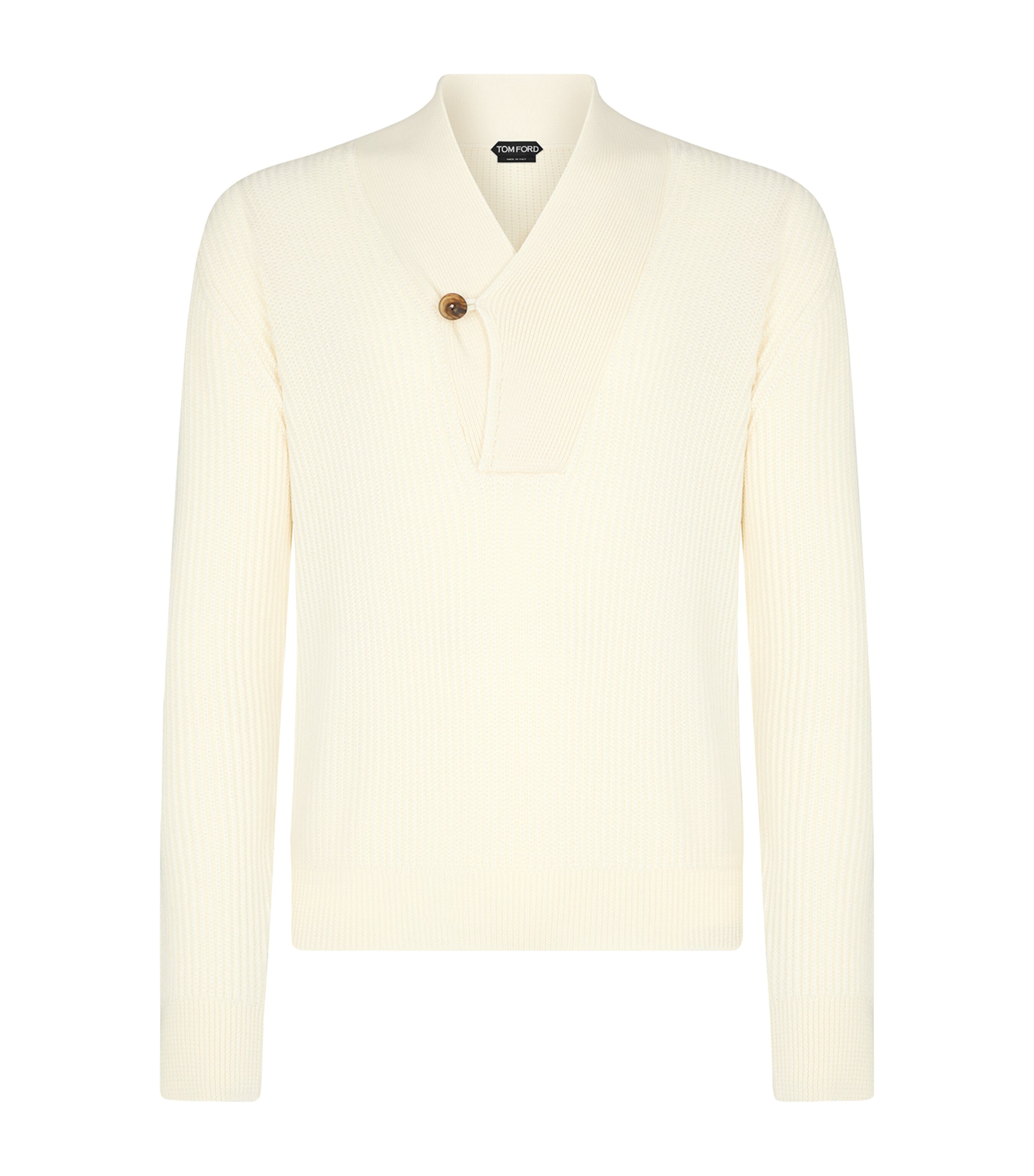 Tom Ford Wool-silk Ribbed Sweater In White