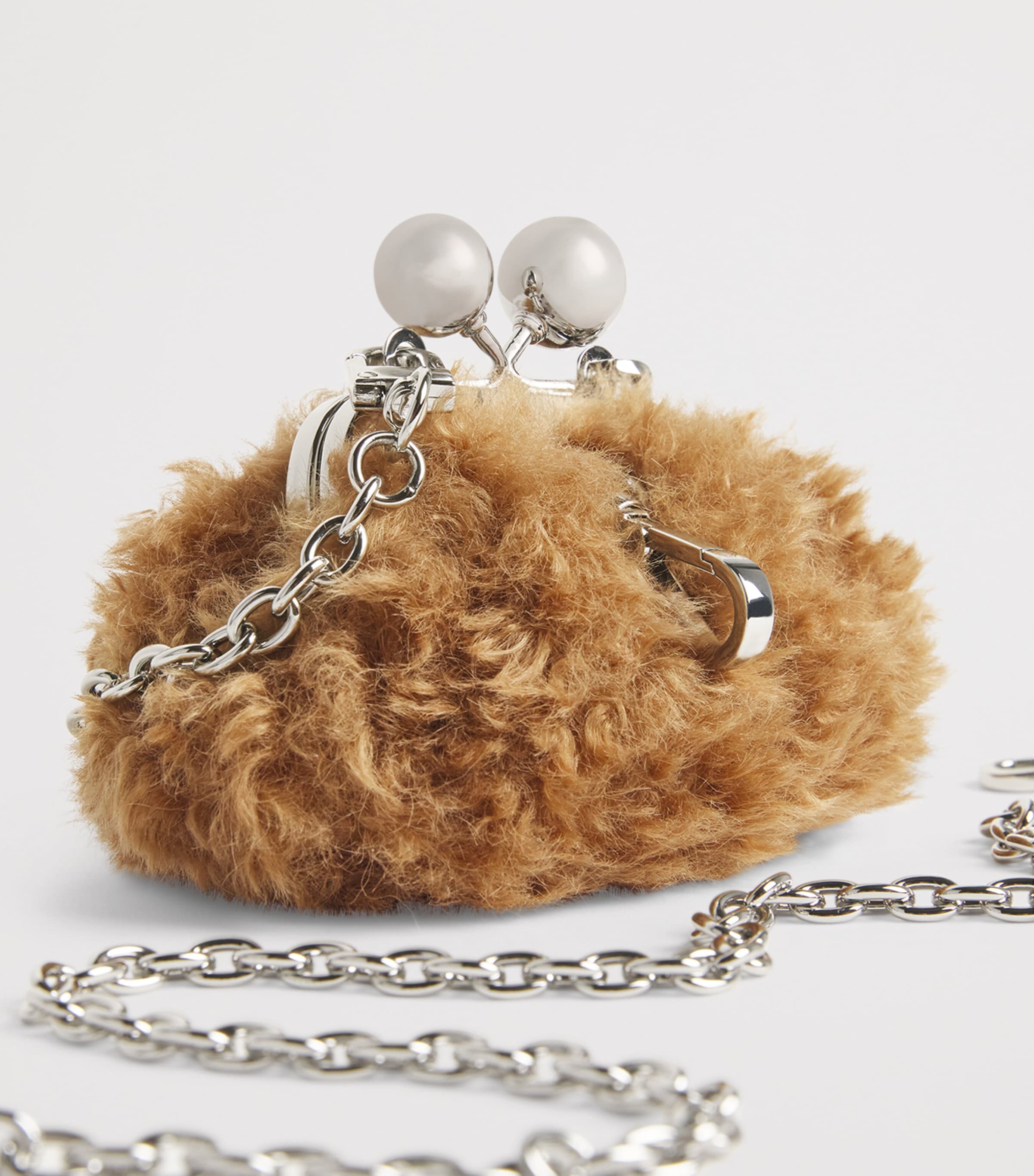 Weekend Max Mara Pink Faux Fur Pasticcino Nano Bag | Harrods US