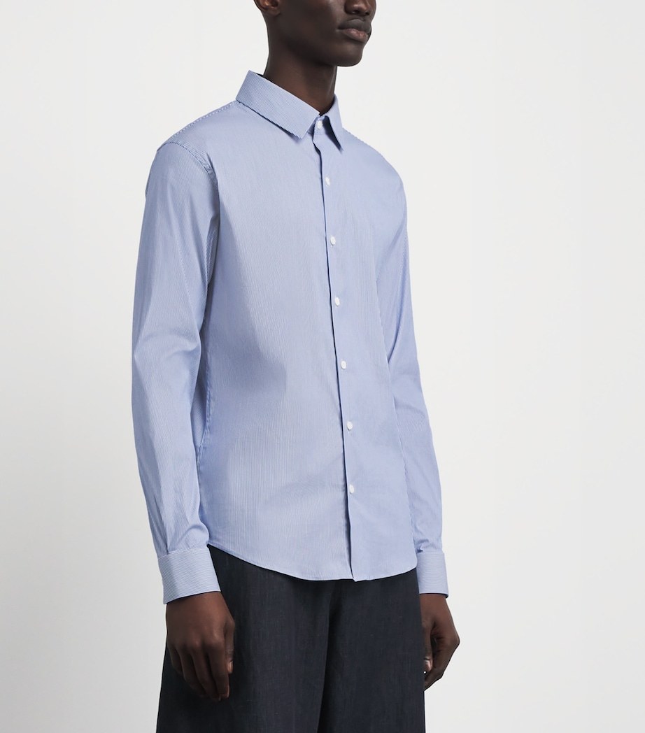 Sandro Paris Mens Cotton Stripe Shirt White / Blue Image 4