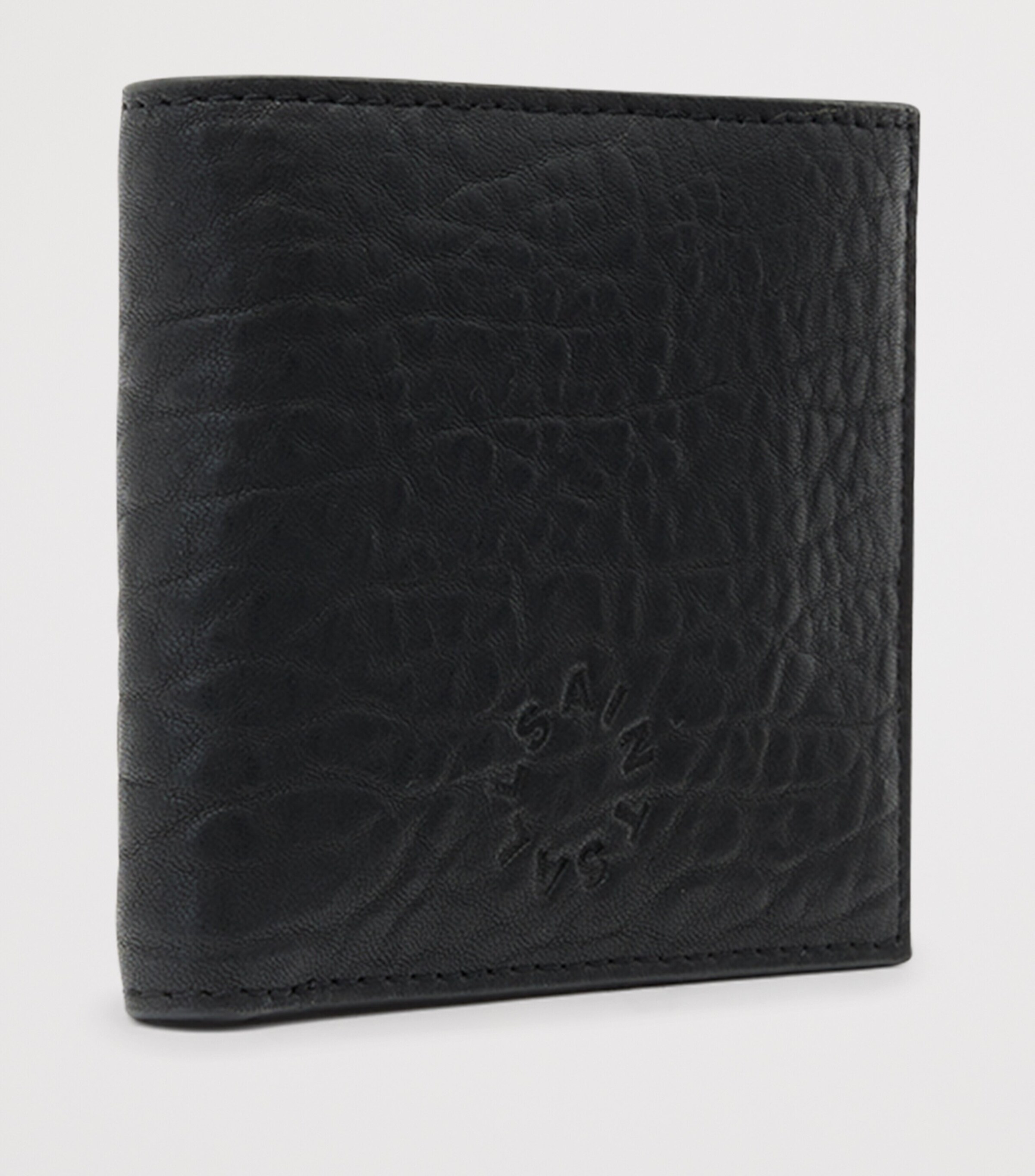 AllSaints Grained Leather Delph Bifold Wallet Black Image 3