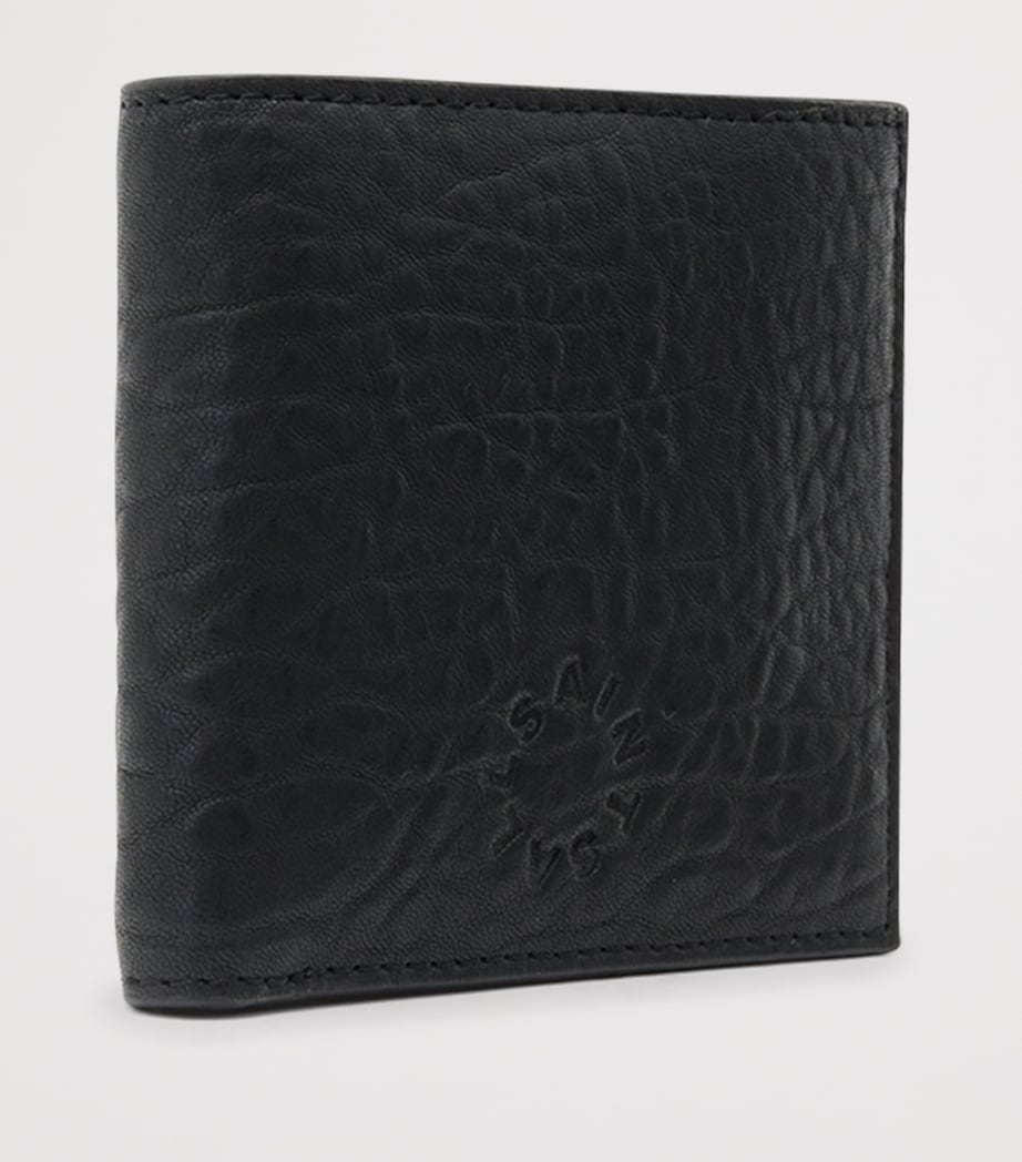 AllSaints Grained Leather Delph Bifold Wallet Black Image 3