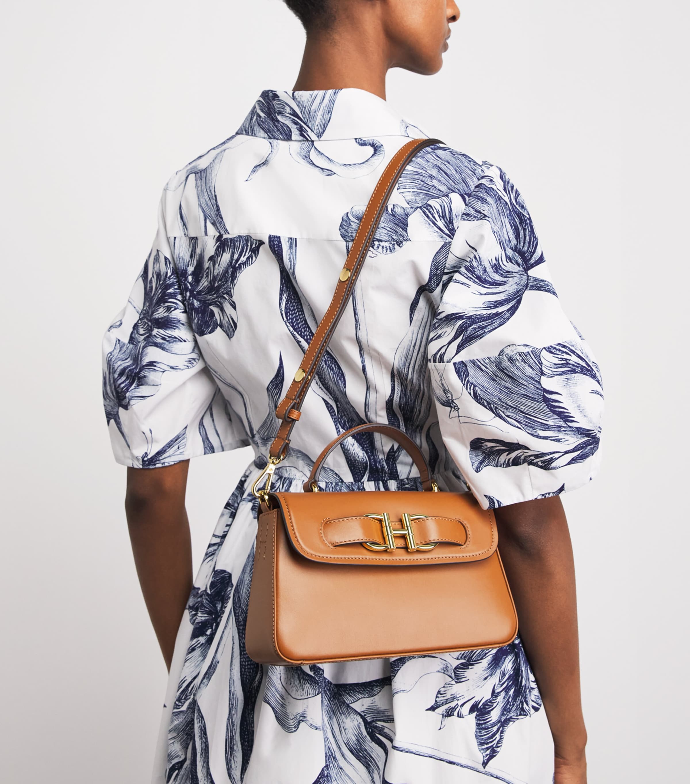 Harrods Leather Snaffle Top-Handle Bag Tan Image 4