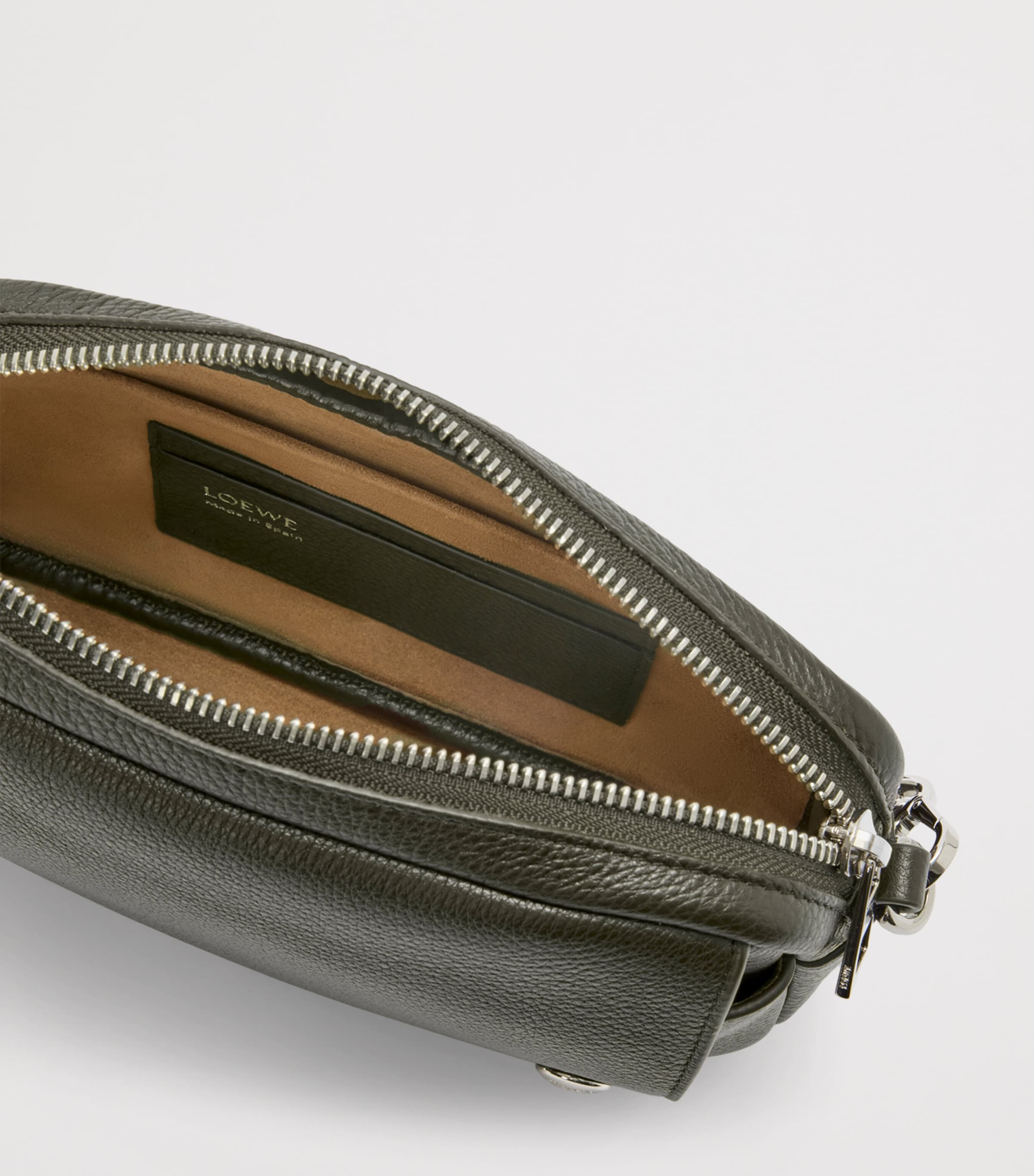 Small Leather Pebble Messenger Bag DARK KHAKI Image 4